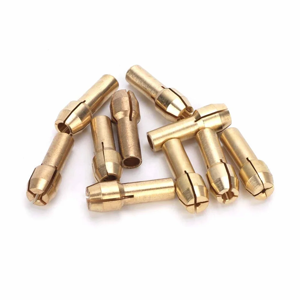 10 sztuk tuleje wiertarskie, 0.5-3.2mm Mini mosiężne tuleje zaciskowe elektryczna szlifierka obrotowe akcesoria narzędziowe (średnica szlaku 4.3mm)