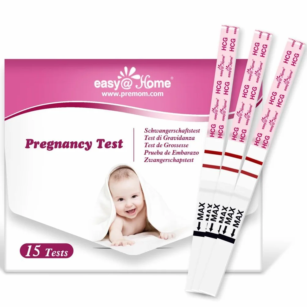 Easy@Home 15 czułych testów na wczesną ciążę: szybki test hCG w moczu 10 mIU/ml z inteligentną aplikacją Premom丨Strip Pregnancy Test.
