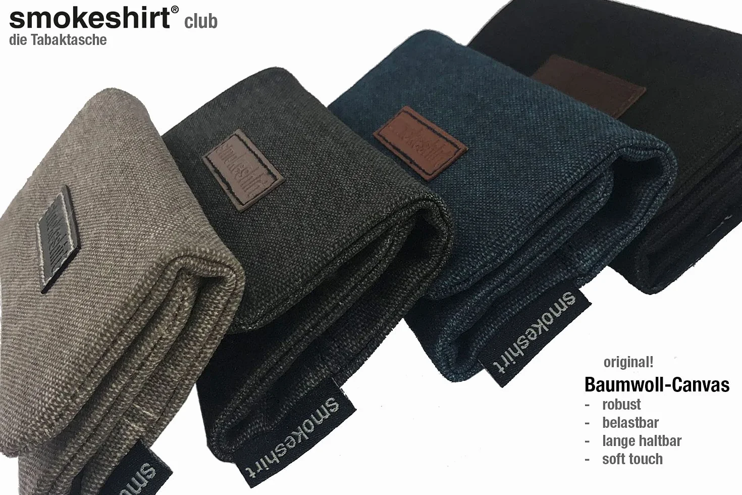 smokeshirt® Club torba na tytoń, torba obrotowa, z płótna, czarna, czarna