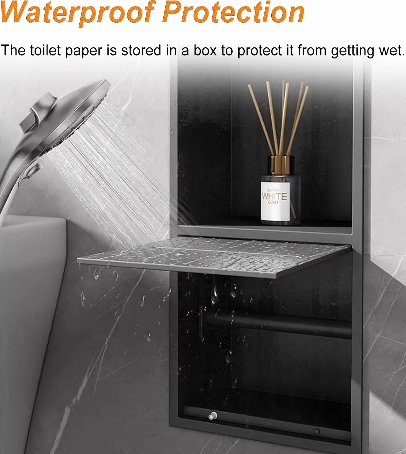 Wpuszczany Uchwyt na Papier Toaletowy Wodoodporny Stojak na Papier Toaletowy do Łazienki, Pojemnik na Chusteczki do Wbudowania w Ścianę, Półka na Ręczniki Papierowe Montowana na Ścianie
