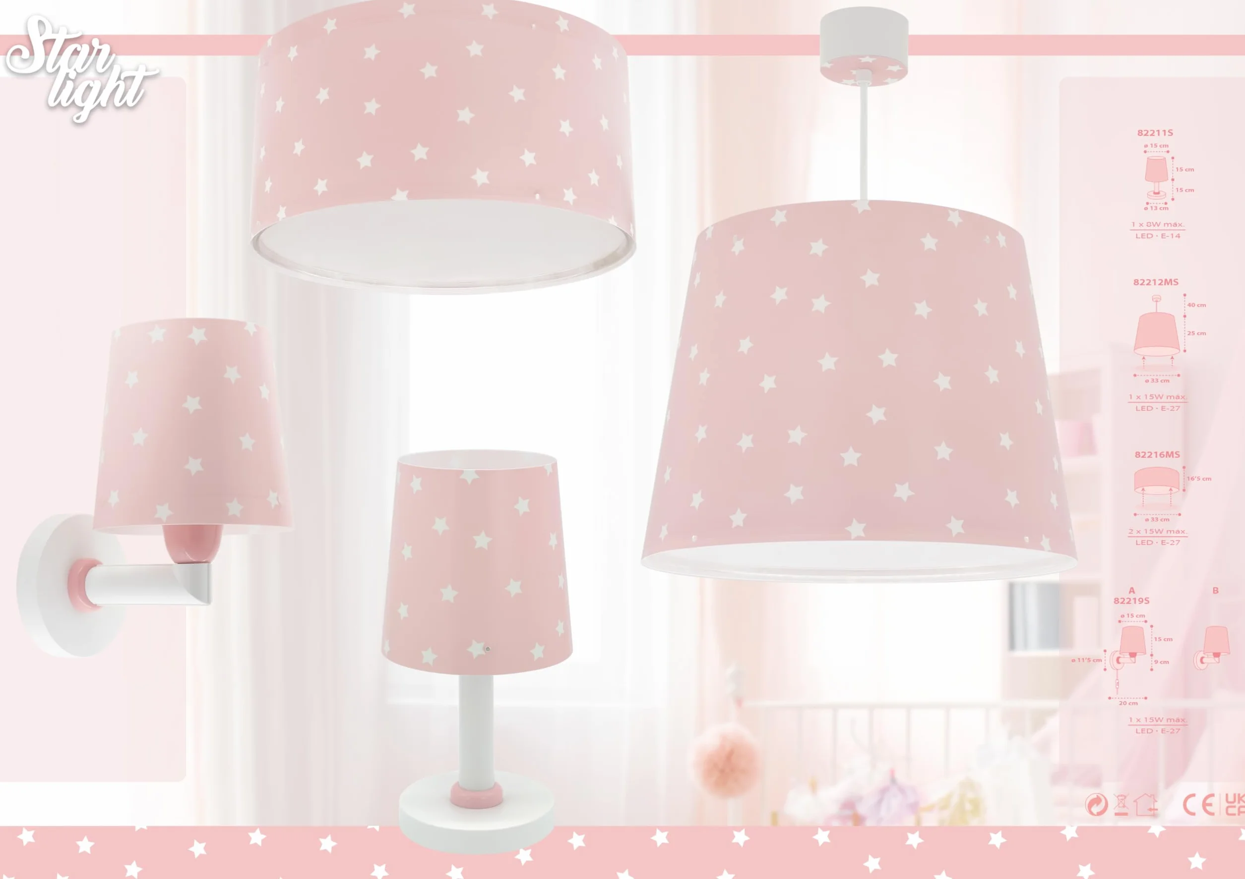 Dziecięca lampa stołowa Dalber Star Stars w kolorze jasnoróżowym