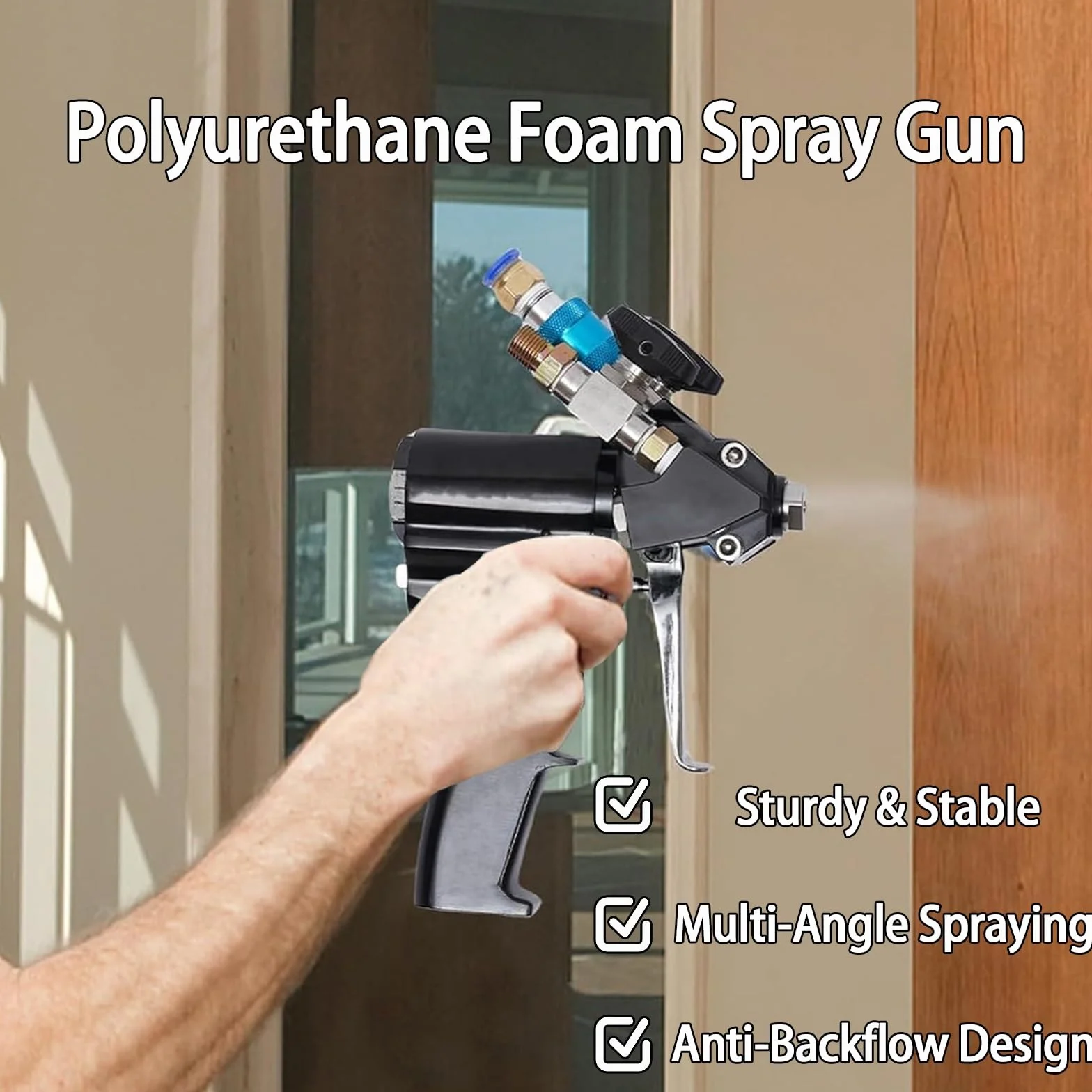 Pistolet natryskowy do pianki poliuretanowej, wysokociśnieniowy, samoczyszczący spray do powlekania, narzędzie do wtryskiwania pianki z przedmuchem powietrza, dwustronna pneumatyczna maszyna