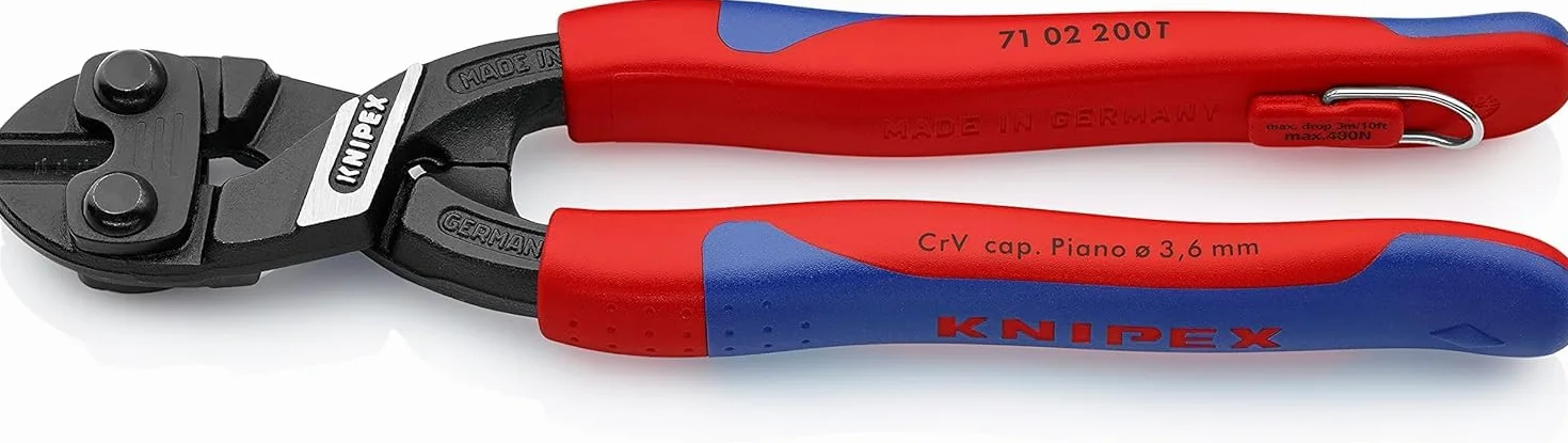 KNIPEX CoBolt Kompaktowe szczypce tnące przegubowe z wąskimi, wielokomponentowymi nasadkami, zintegrowany zaczep, 71 02 200 T