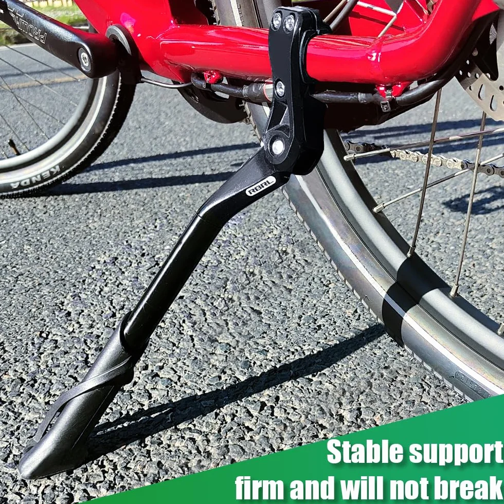 RBRL stopka rowerowa 24-29 cali, regulowany aluminiowy stojak boczny z antypoślizgową nóżką, stojak do rowerów górskich, szosowych, elektrycznych i miejskich, dodatkowo stabilny do 45 kg obciążenia