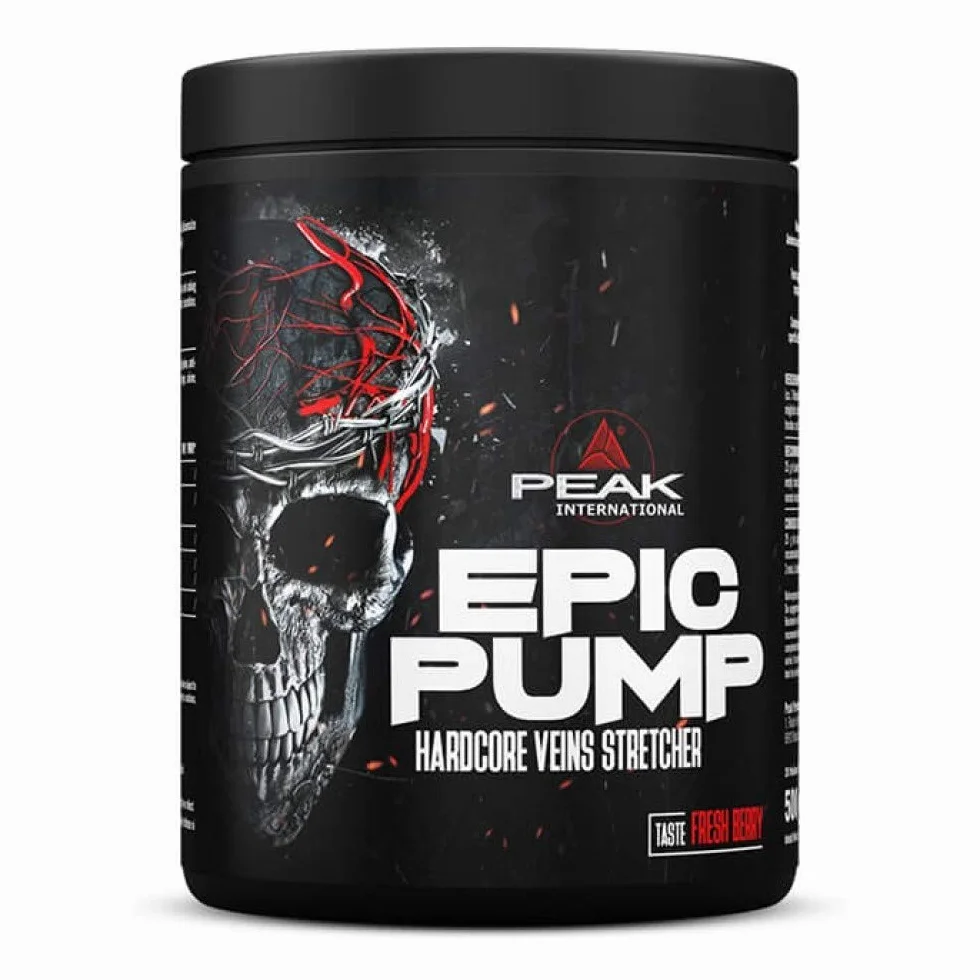 PEAK Epic Pump 500 g Fresh Berry Pre Workout Booster bez kofeiny jabłczan L-cytruliny L-argininy AAKG tauryna wegańska