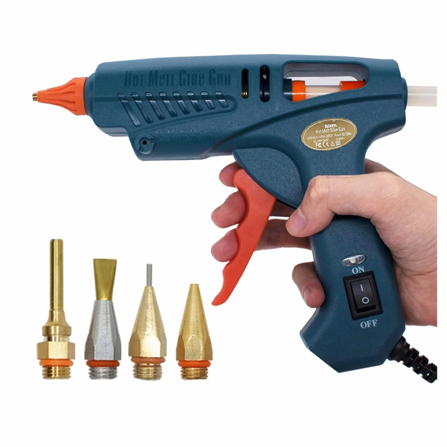 Pistolet do Kleju, Pistolet do klejenia na gorąco 50 W/150 W 100 W dysza miedziana do 11mm klej w sztyfcie rękodzieło domowe DIY klej gorący pistolet torba na narzędzia(4pcs Nozzles,100W)