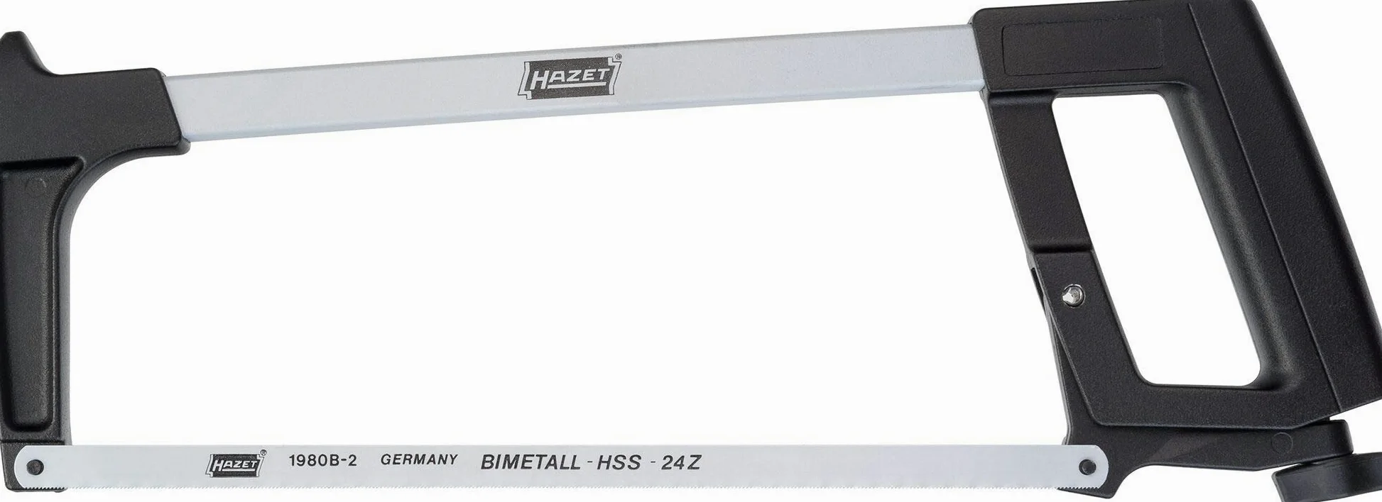 Piła do metalu HAZET 1980N I 390 mm długości I z jednym brzeszczotem (24 zęby) i solidnymi uchwytami, DIN 6494 Forma A I do precyzyjnej obróbki metali