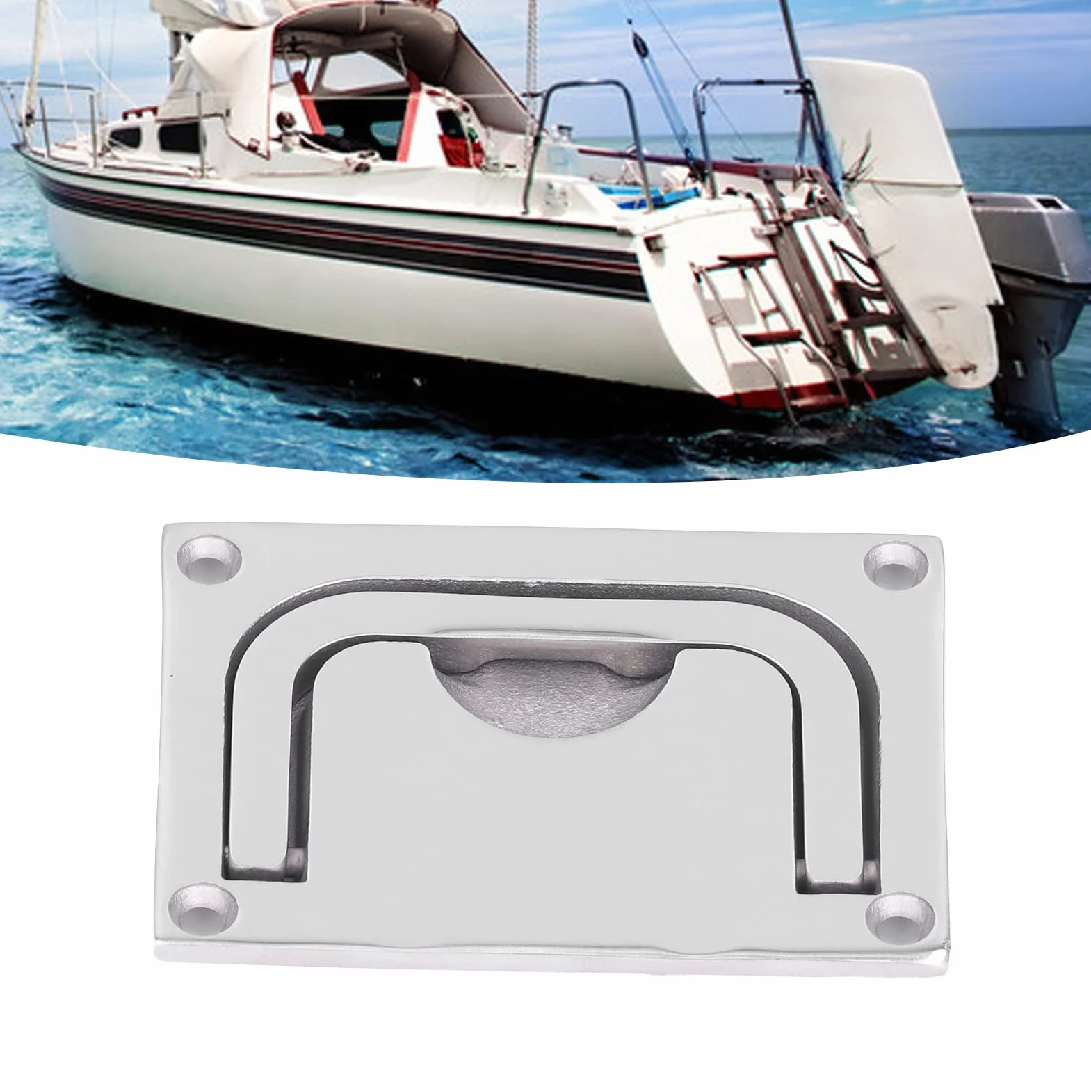 Marine 316 ze Stali Nierdzewnej Kwadratowy pierścień do łodzi Właz Pull Flush Lift Uchwyt Pokrywy Pokładu do Statków i Drzwi Wejściowych (96 * 69mm)