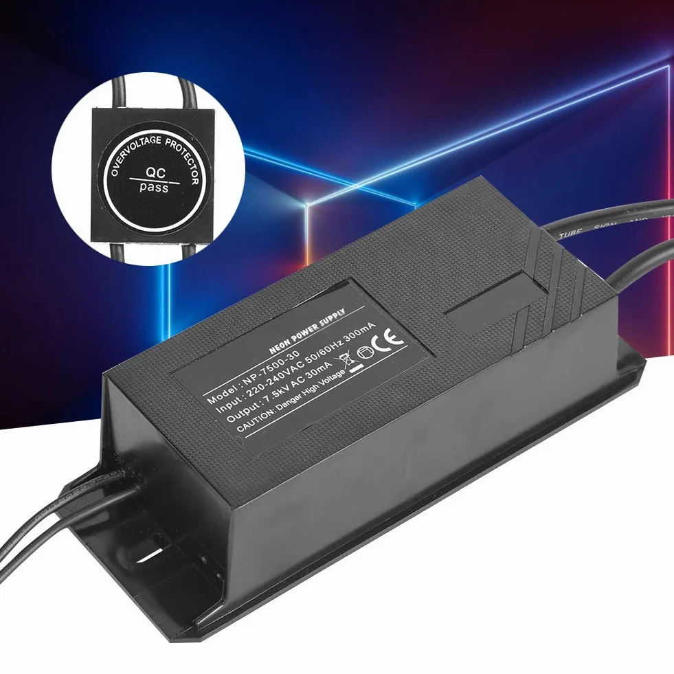Elektroniczny Transformator Neonowy 7,5 kV 30 mA Zasilacz Sieciowy do Znaków Neonowych Bez Rtęci NP-7500-30 Profesjonalny dla Komercyjnych Tablic Świetlnych