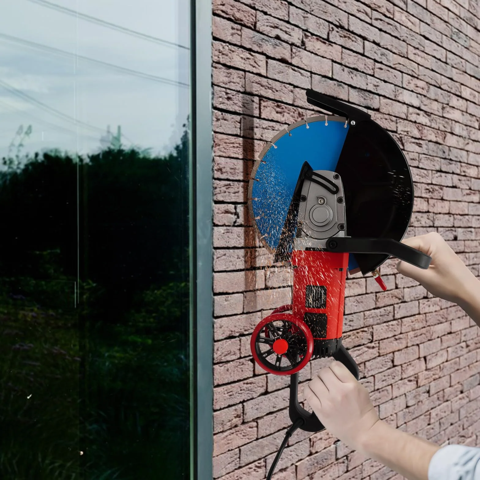 Elektryczna piła do betonu, 3,5 kW, 3800 obr./min, przecinarka do kamienia na mokro i na sucho, z brzeszczotem 35 cm, pompa wodna, głębokość cięcia 135 mm, do kamienia, betonu, granitu