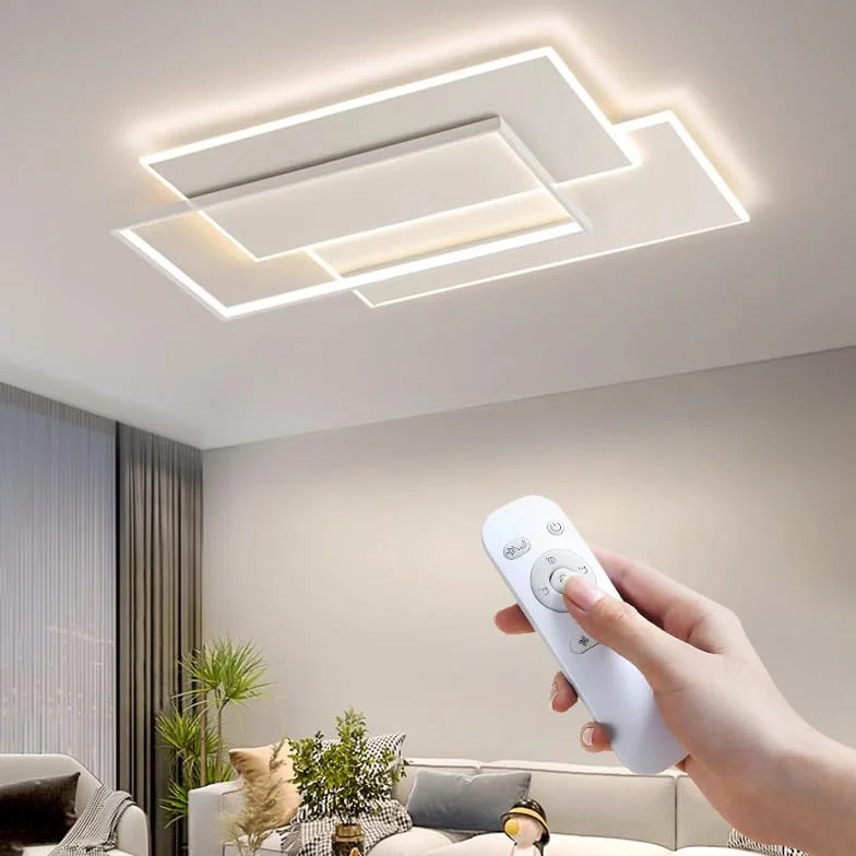 Nowoczesna lampa sufitowa LED z pilotem zdalnego sterowania do salonu, sypialni dziecięcej, jadalni (biała, średnica 50 cm)