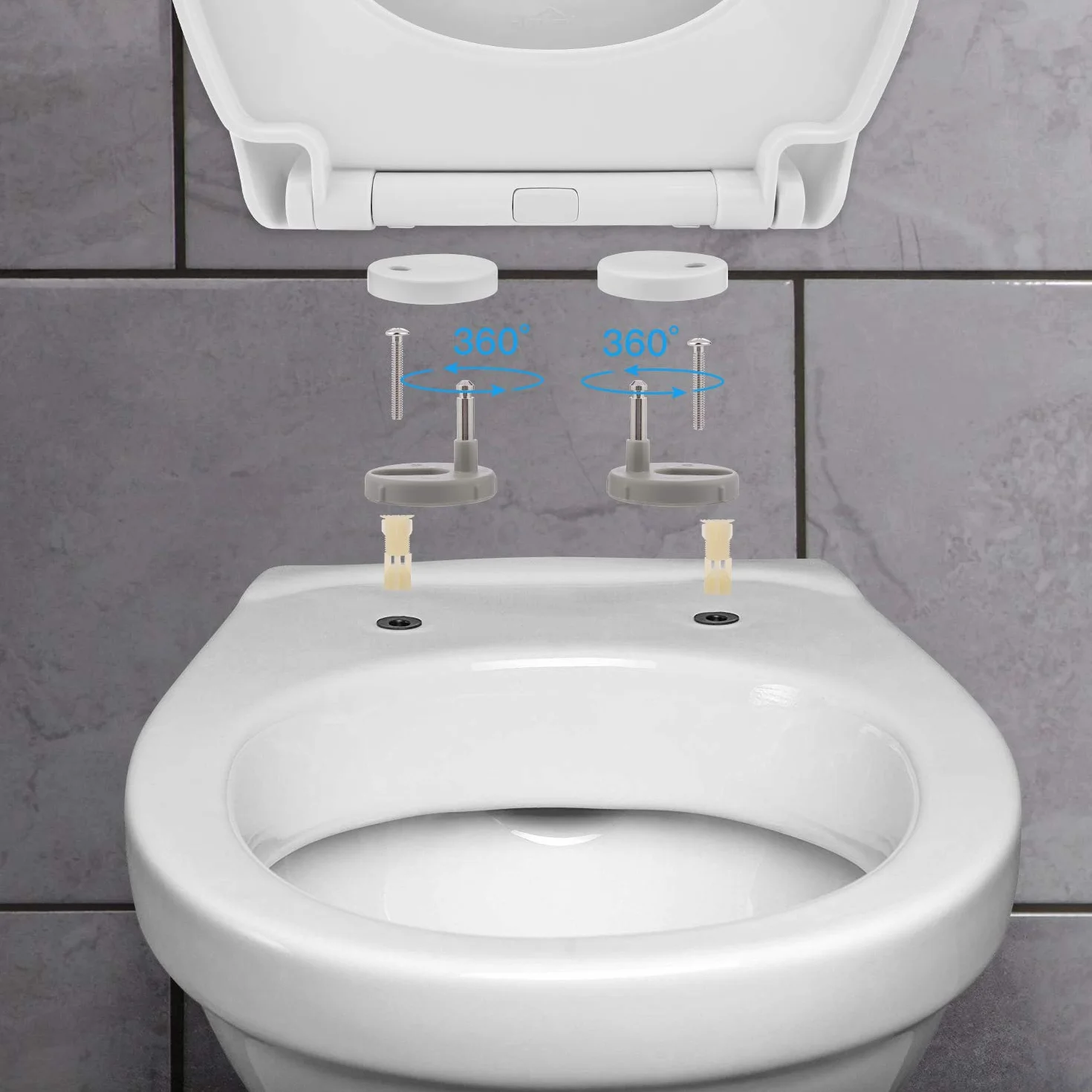 Himimi Pokrywa WC amortyzowana uniwersalny zamek szybki zwalnianie plastik antybakteryjny biały U-kształtna 45.2x39.29x6.2 cm