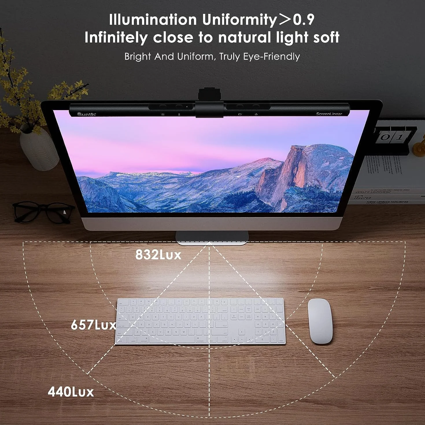 Quntis Lampa do monitora USB, 40 cm listwa oświetleniowa z automatycznym ściemnianiem, regulacją temperatury i jasności