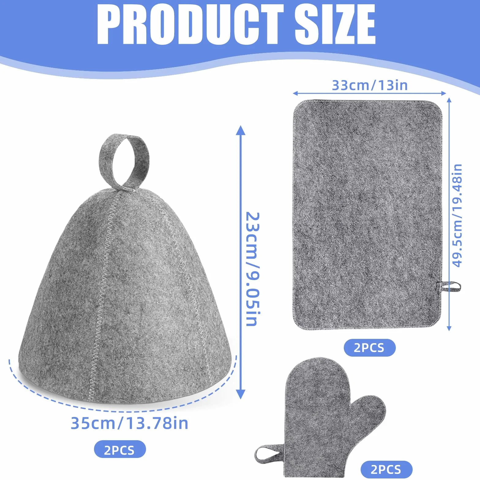 6 sztuk kapeluszy do sauny, filcowy kapelusz do sauny z haczykami, zestaw rękawiczek do sauny, czapka do sauny, zestaw do sauny, filcowy czepek prysznicowy, łatwy do zawieszenia, oddychający, prezent