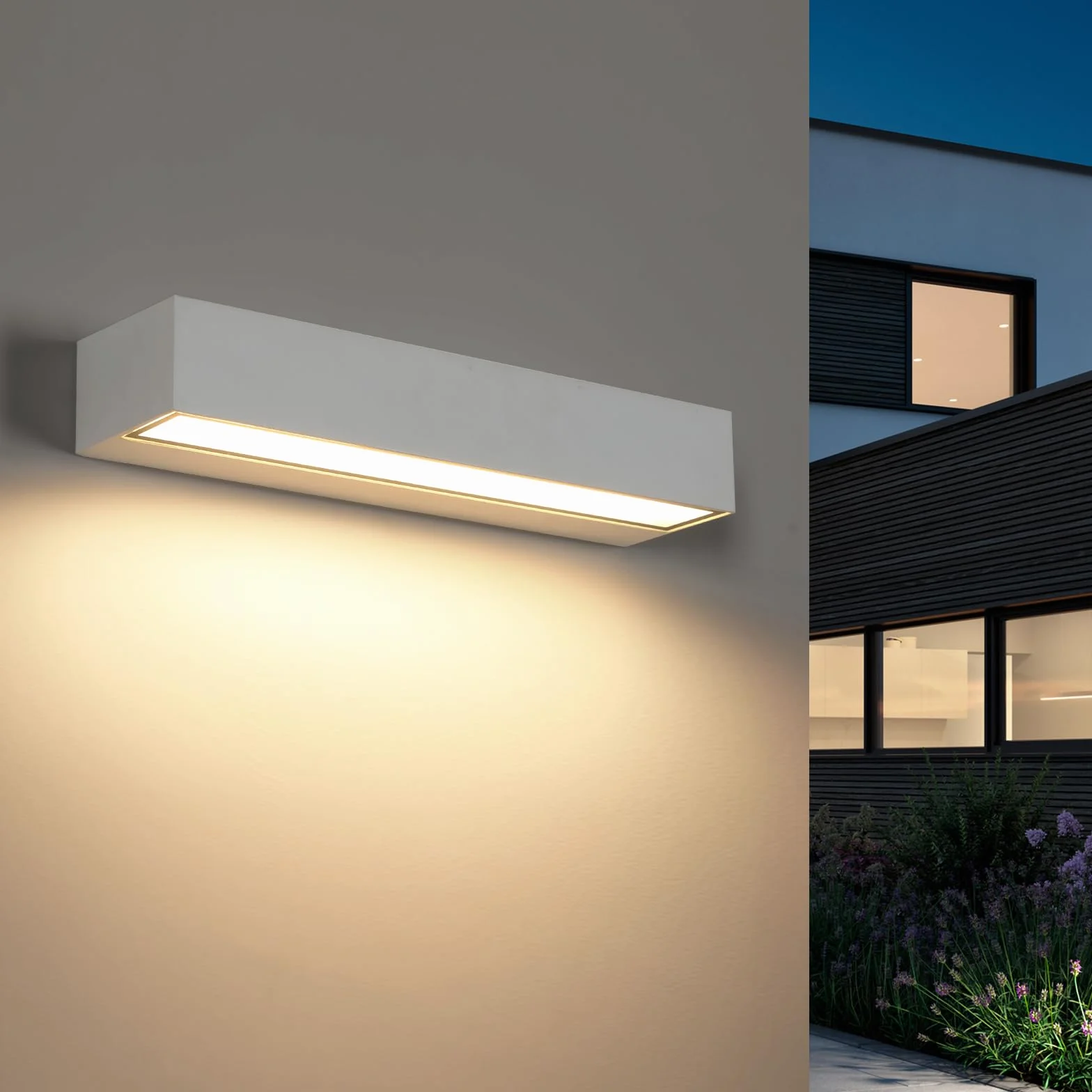 Riserva Zewnętrzna lampa ścienna LED 16 W, wodoodporna IP65 lampa zewnętrzna, 3000 K ciepła biel czarna lampa ścienna do wnętrz 30 cm