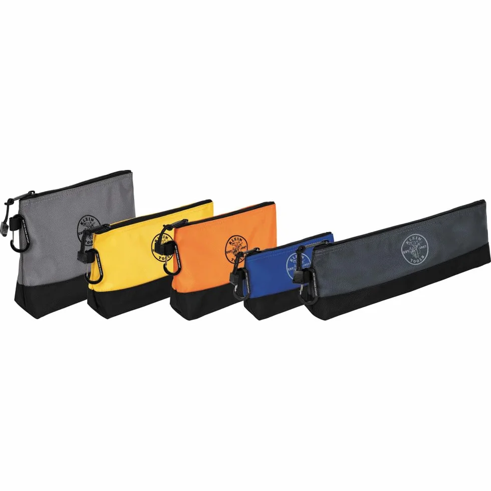 Klein Tools 55569 stojąca torba na narzędzia z zamkiem błyskawicznym, wzmocnione dno, wodoodporna 1680d, 5-pak