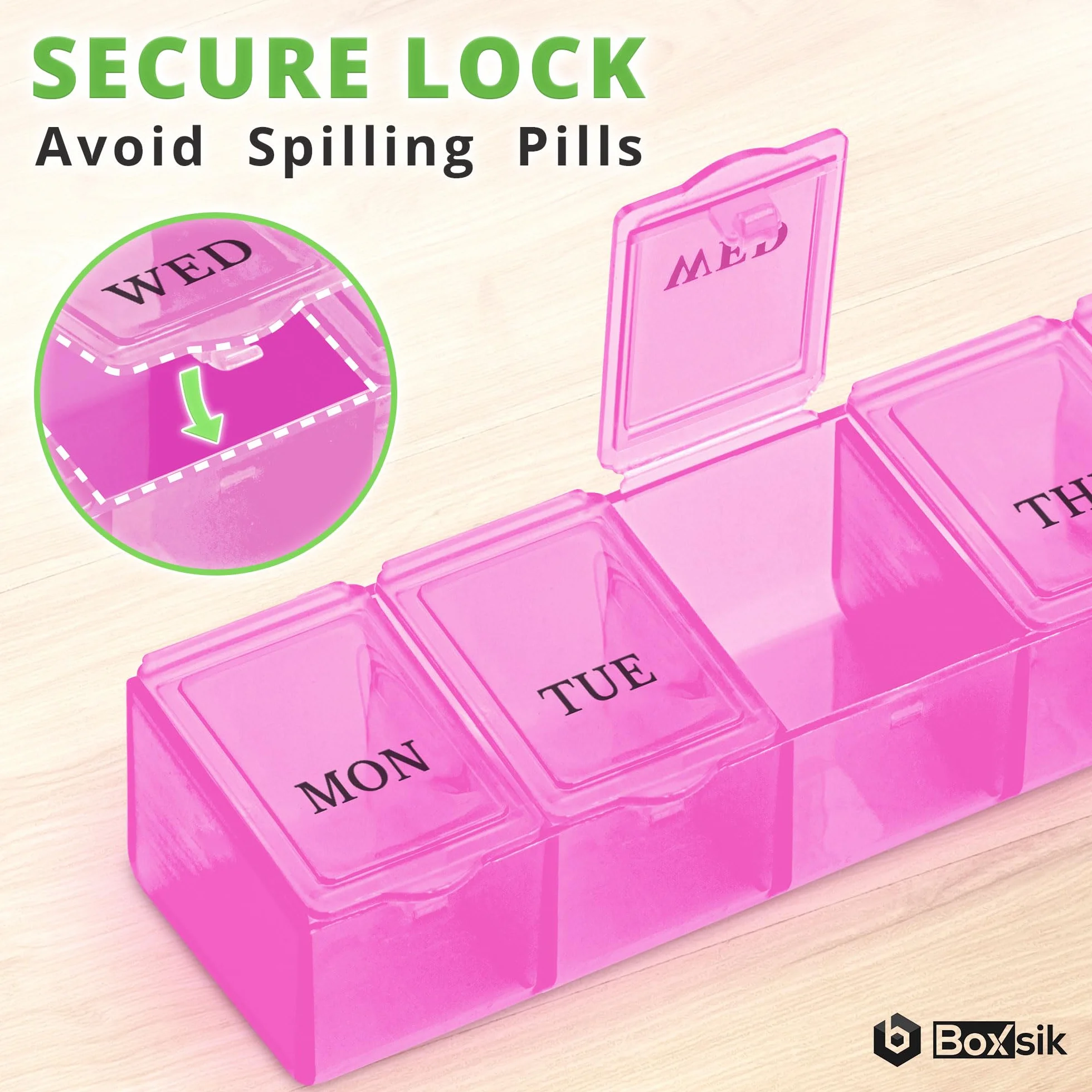 Pill Box Organiser 7-Day 1 Time a Day Medicine Storage Case Weekly Pills Container
