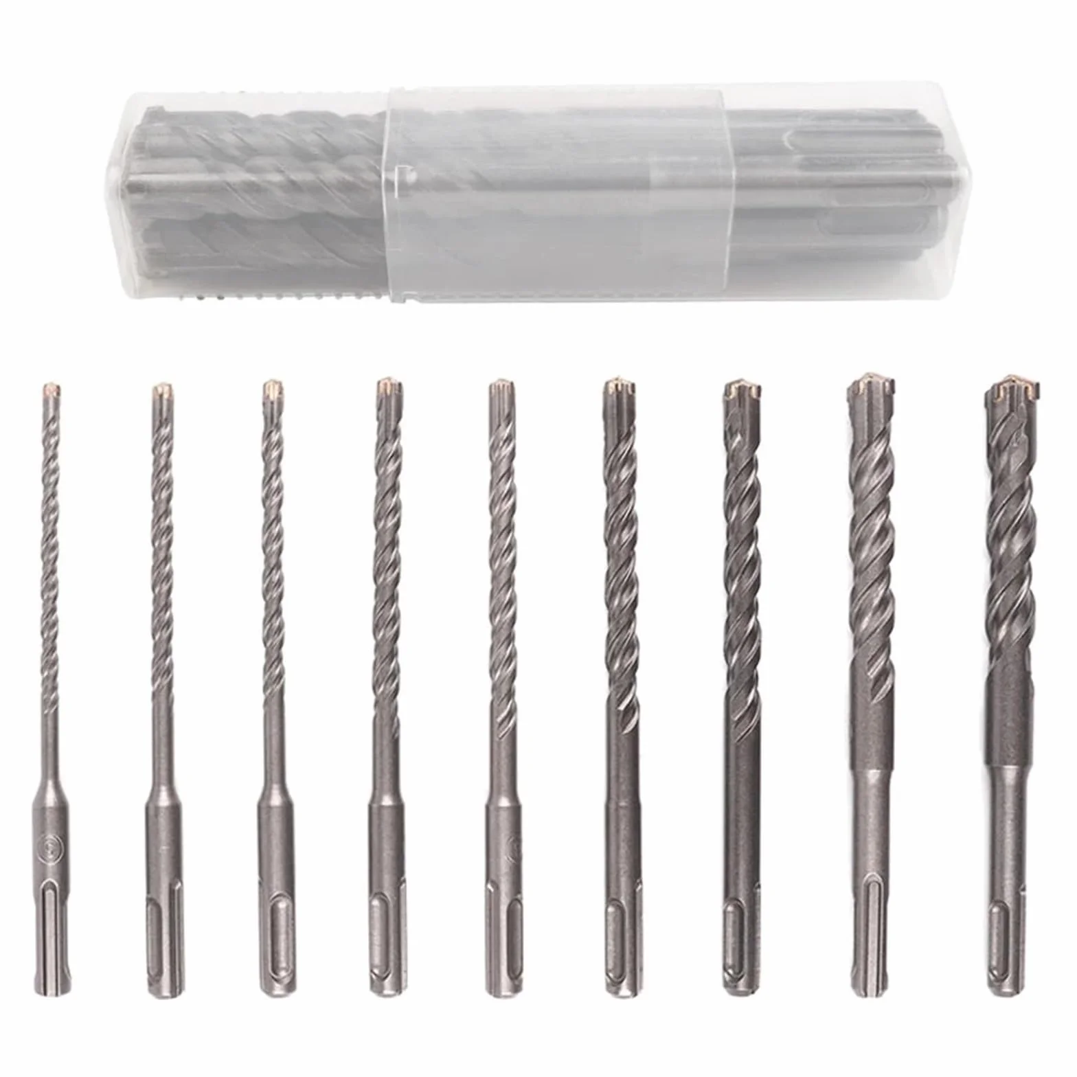Zestaw 9 sztuk wierteł udarowo-obrotowych SDS Plus | 5 mm do 16 mm, długość 160 mm do wiercenia w betonie, cegle i kamieniu