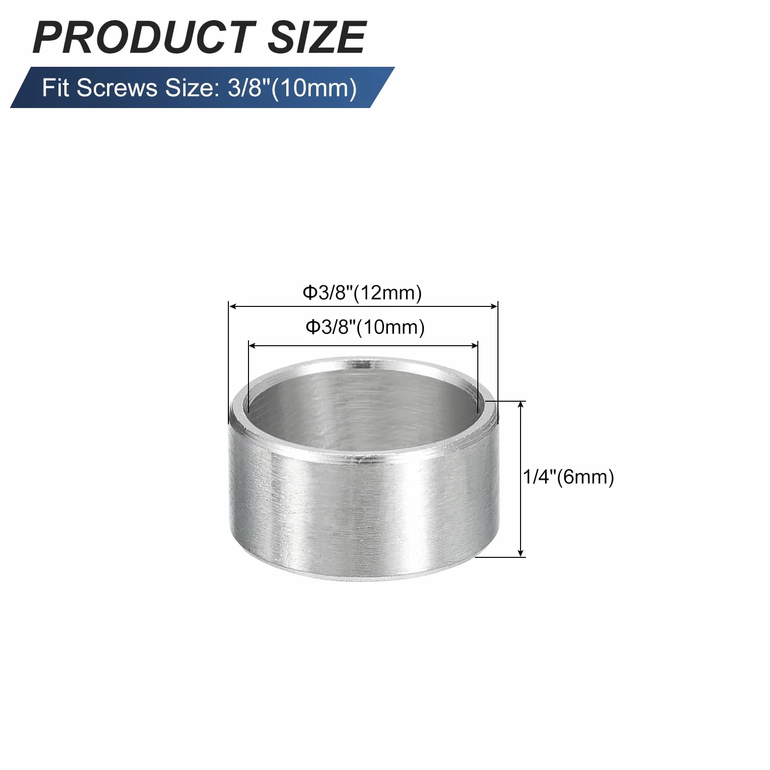 QUARKZMAN 5 sztuk podkładki dystansowe ze stali nierdzewnej, 10 mm ID x 12 mm OD x 6 mm niegwintowany mosiężny separator śrubowy okrągły szczelina do śrub nakrętek 3/8" lub M10