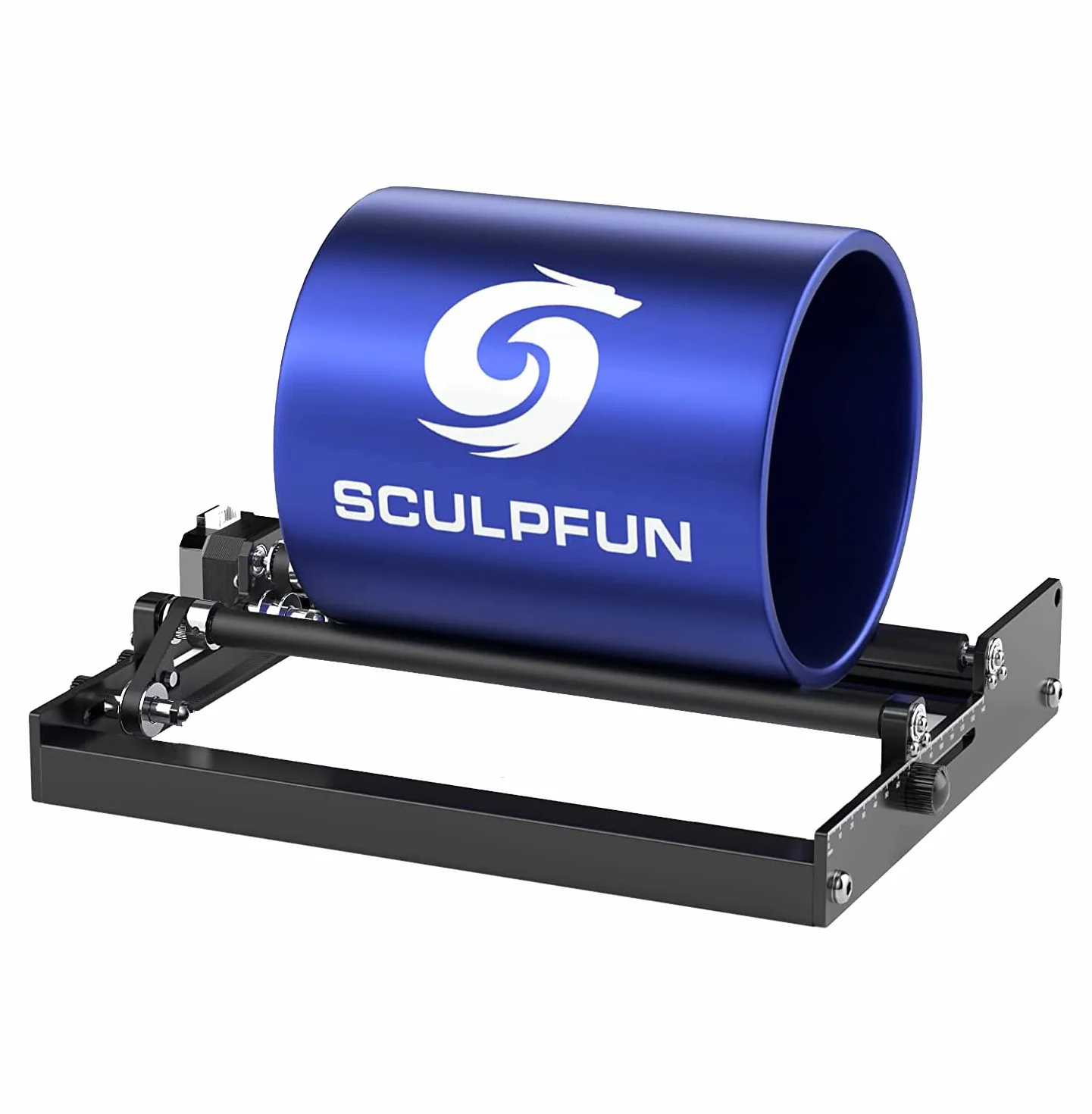 SCULPFUN Wałek rotacyjny laserowy, moduł rotacyjny osi Y, laserowa nasadka obrotowa 360° do grawerowania obiektów cylindrycznych, kompatybilna z większością maszyn do grawerowania laserowego na rynku