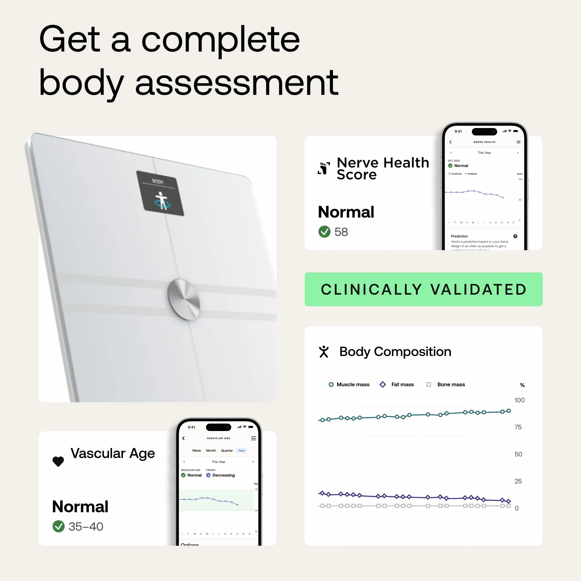 Withings Body Comp waga Wi-Fi Bluetooth analiza składu ciała biała