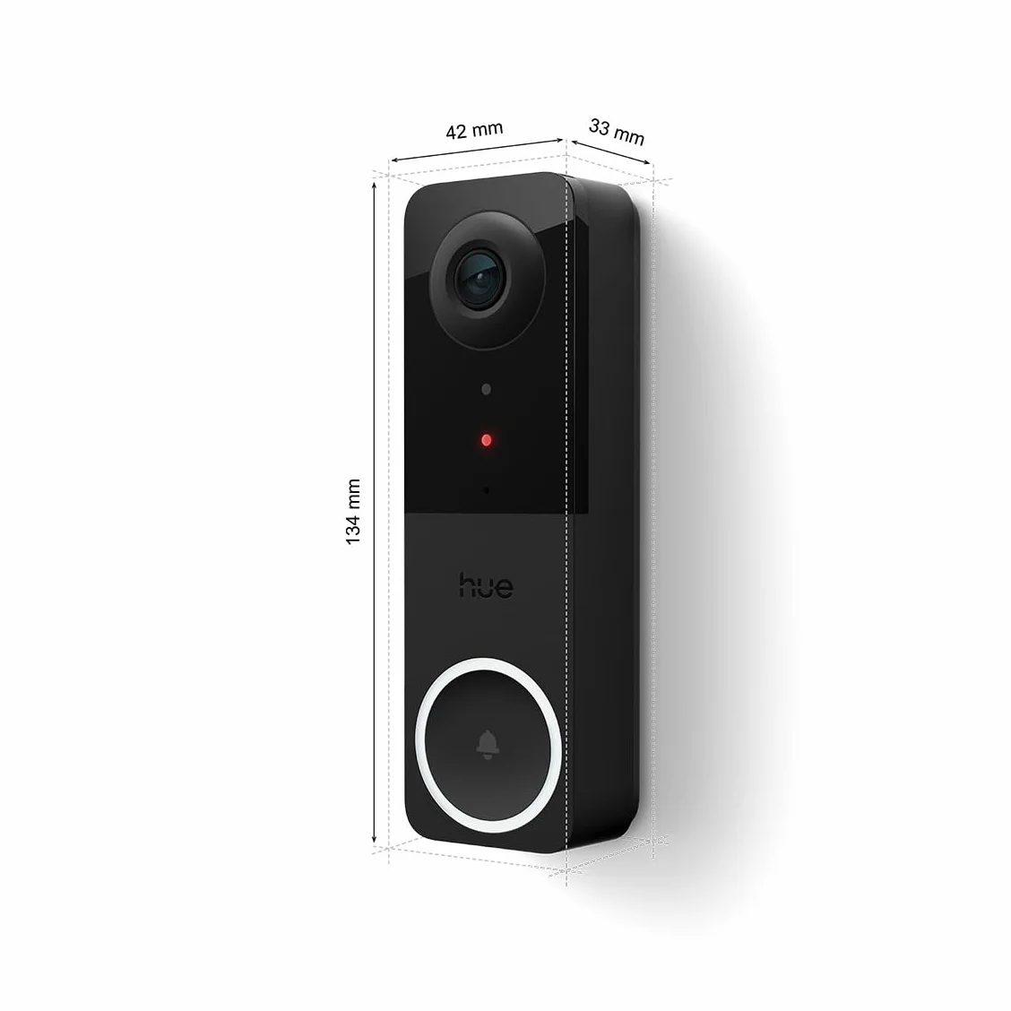 Philips Hue Secure Inteligentny dzwonek wideo, 2K, szeroki kąt, powiadomienia, integracja z oświetleniem Hue, rozmowa dwukierunkowa, realistycznie oddane kolory, noktowizor, czarny