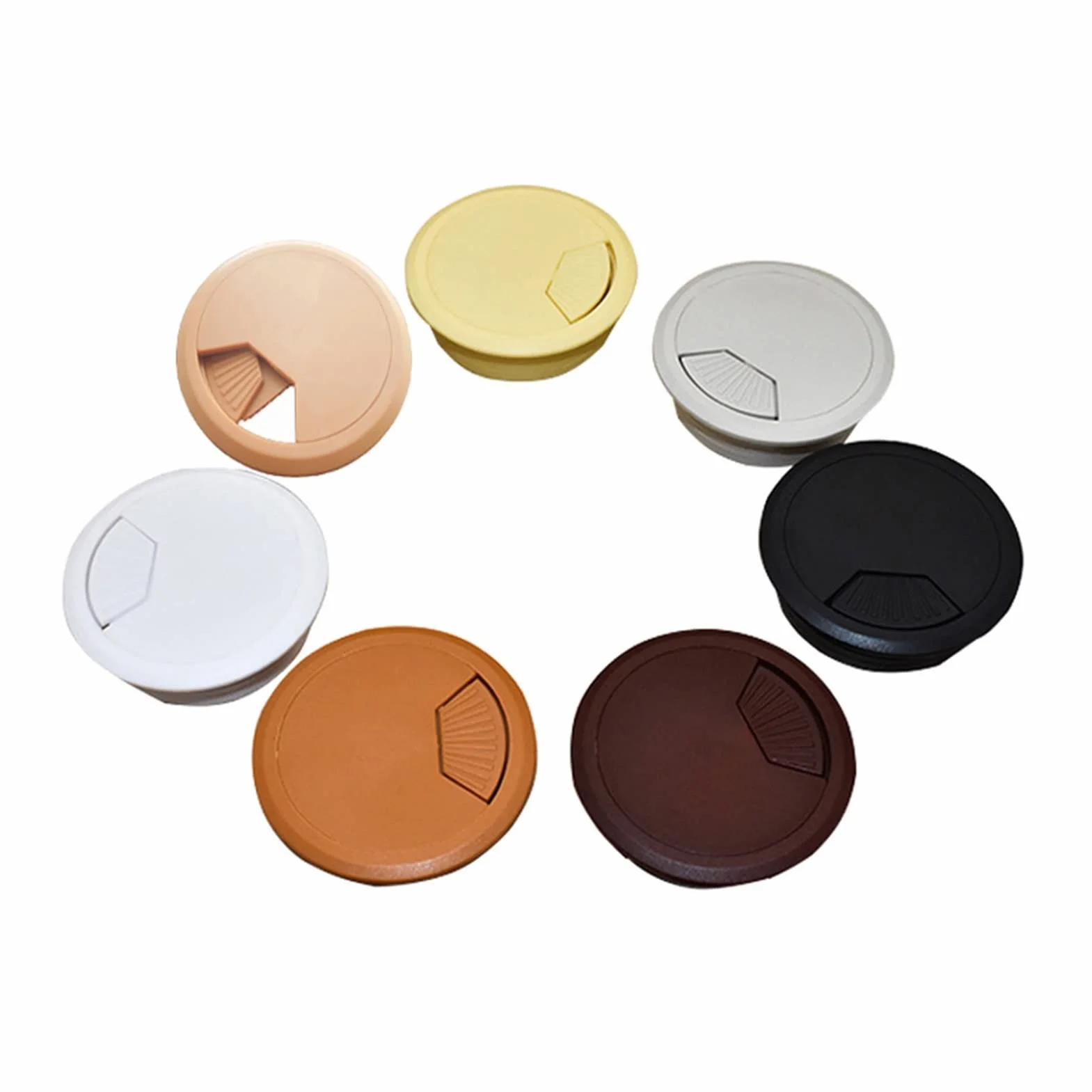 Przelotka na biurko, 2 szt. ABS zaślepki otwory kablowe podstawa okrągły stół wylot komputerowe przelotka ochrona drutu organizator sprzęt meblowy(Coffee Colour,53mm)