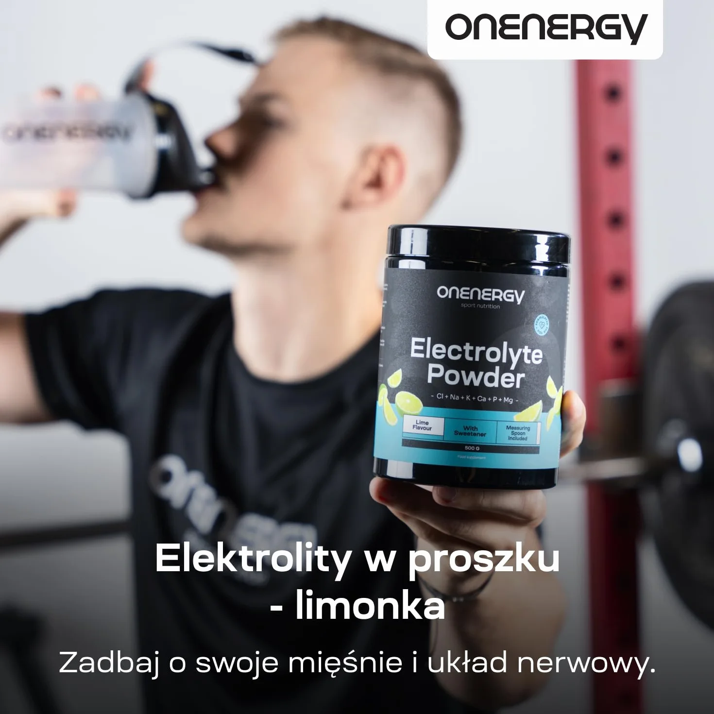 OnEnergy Elektrolity w proszku Limonka 500 g 142 porcje Mieszanka 6 minerałów Nawodnienie Wsparcie mięśni i nerwów