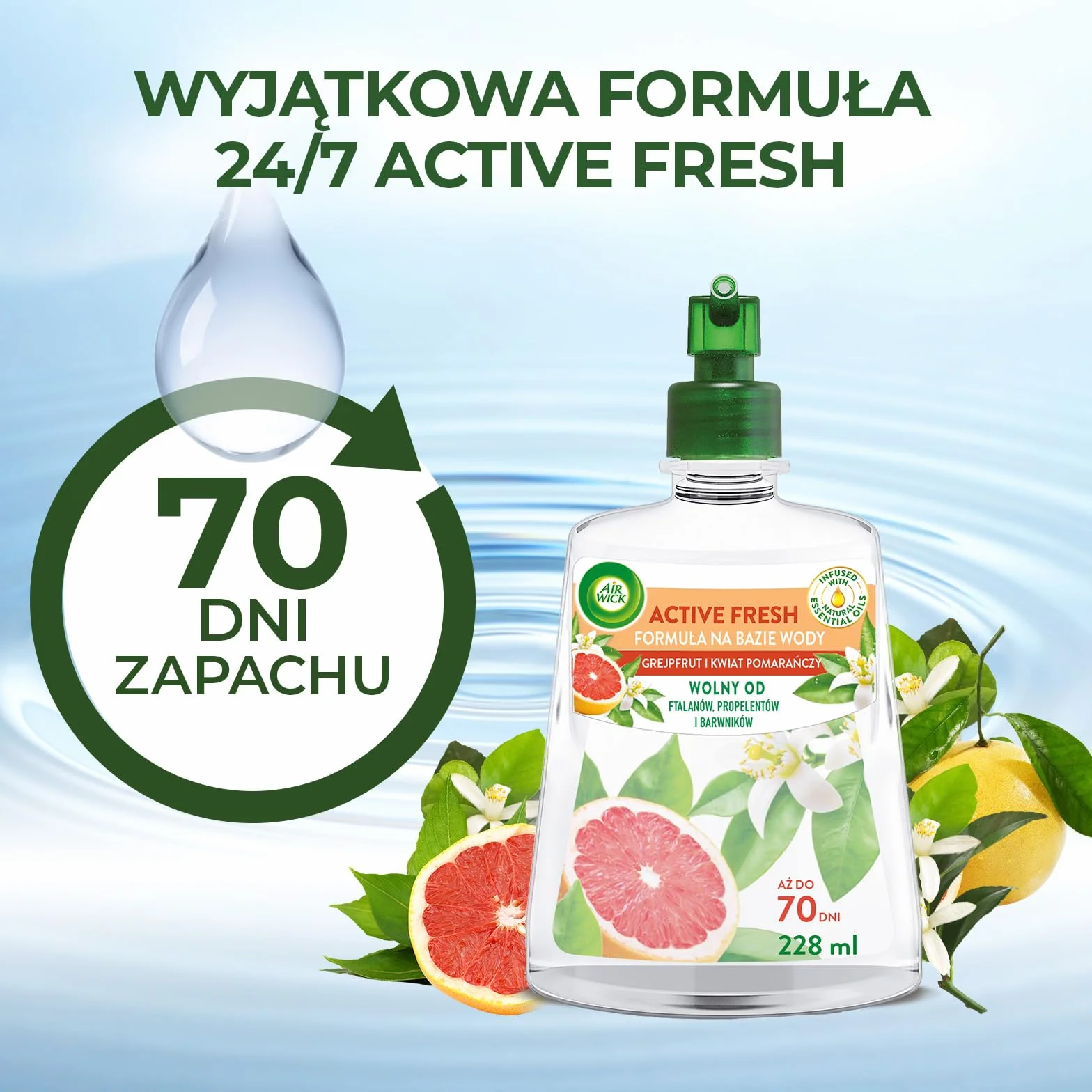Air Wick Active Fresh Wkład Grejpfrut I Kwiat Pomarańczy 228 ml