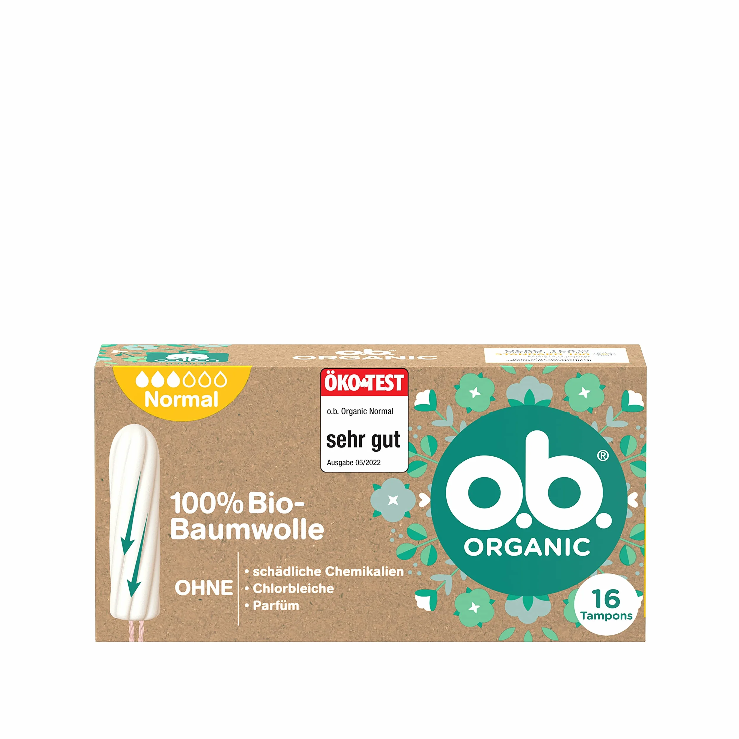 o.b. Organic Normal tampony 100% bawełny ekologicznej 16 sztuk