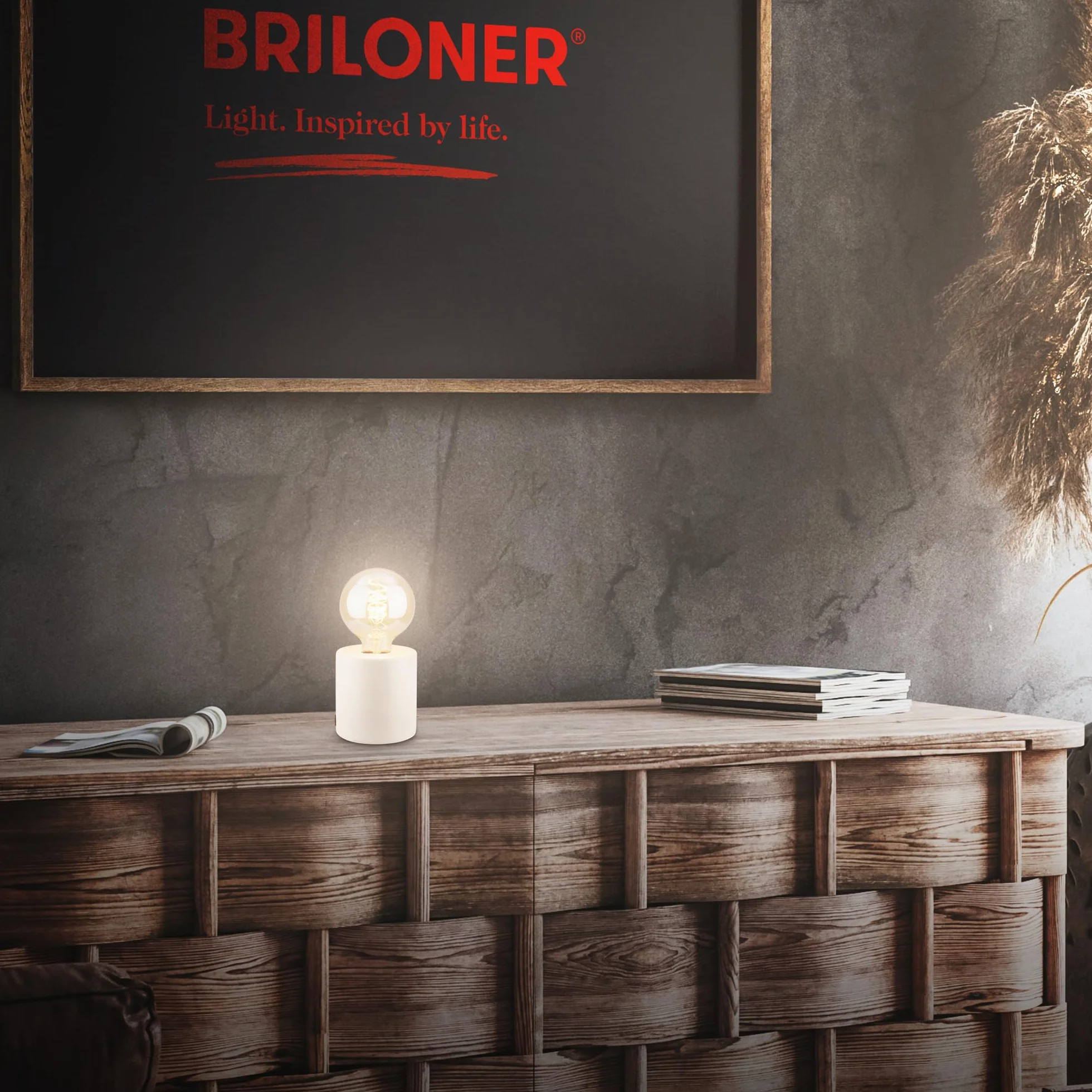 BRILONER - Lampa stołowa z przełącznikiem kablowym, ceramiczna podstawa, E27, maks. 10 W, lampka nocna, lampka, lampa biurowa, lampka do czytania, 10 x 10,3 cm, stara biel