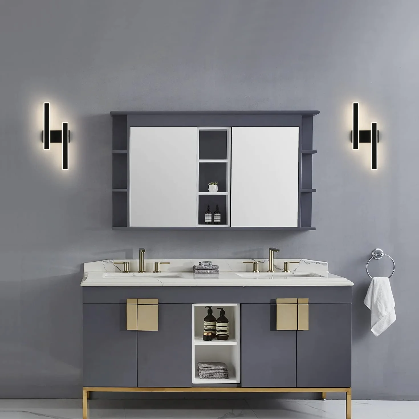 Comely Kinkiet Wewnętrzny LED, 32W 3600LM Czarna Nowoczesna Lampa Ścienna, 3 Temperatury Barwowe Oświetlenie Wewnętrzne Lampa Nocna Ledowa Lampa Ścienna Do Salonu Sypialni Biura Schodów