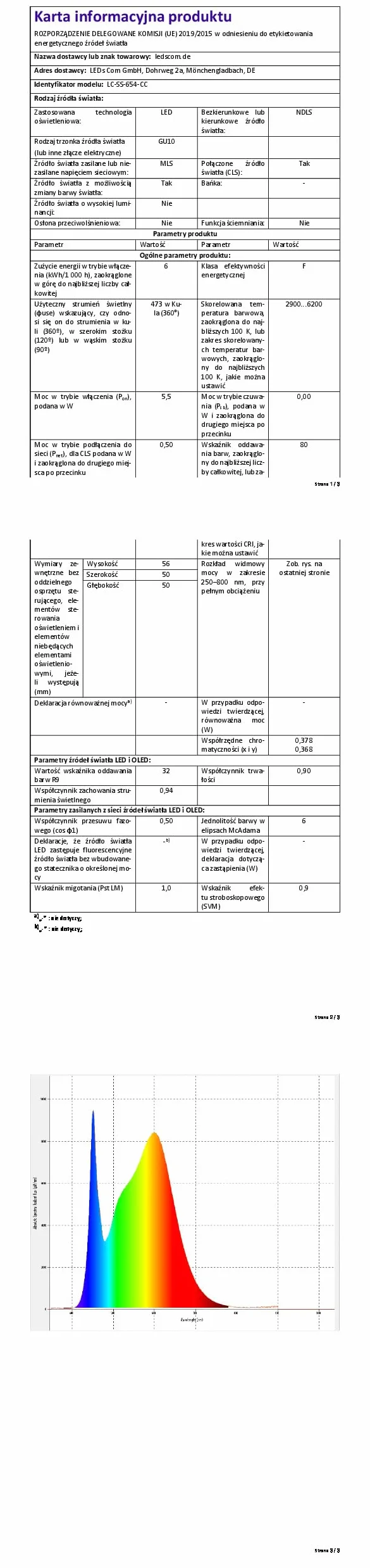 ledscom.de 2 spoty ścienne WAIKA, jednopłomienne, z przełącznikiem, GU10, biały mat, w zestawie z lampą LED Smart Home RGBW GU10, 5.41W, 473lm