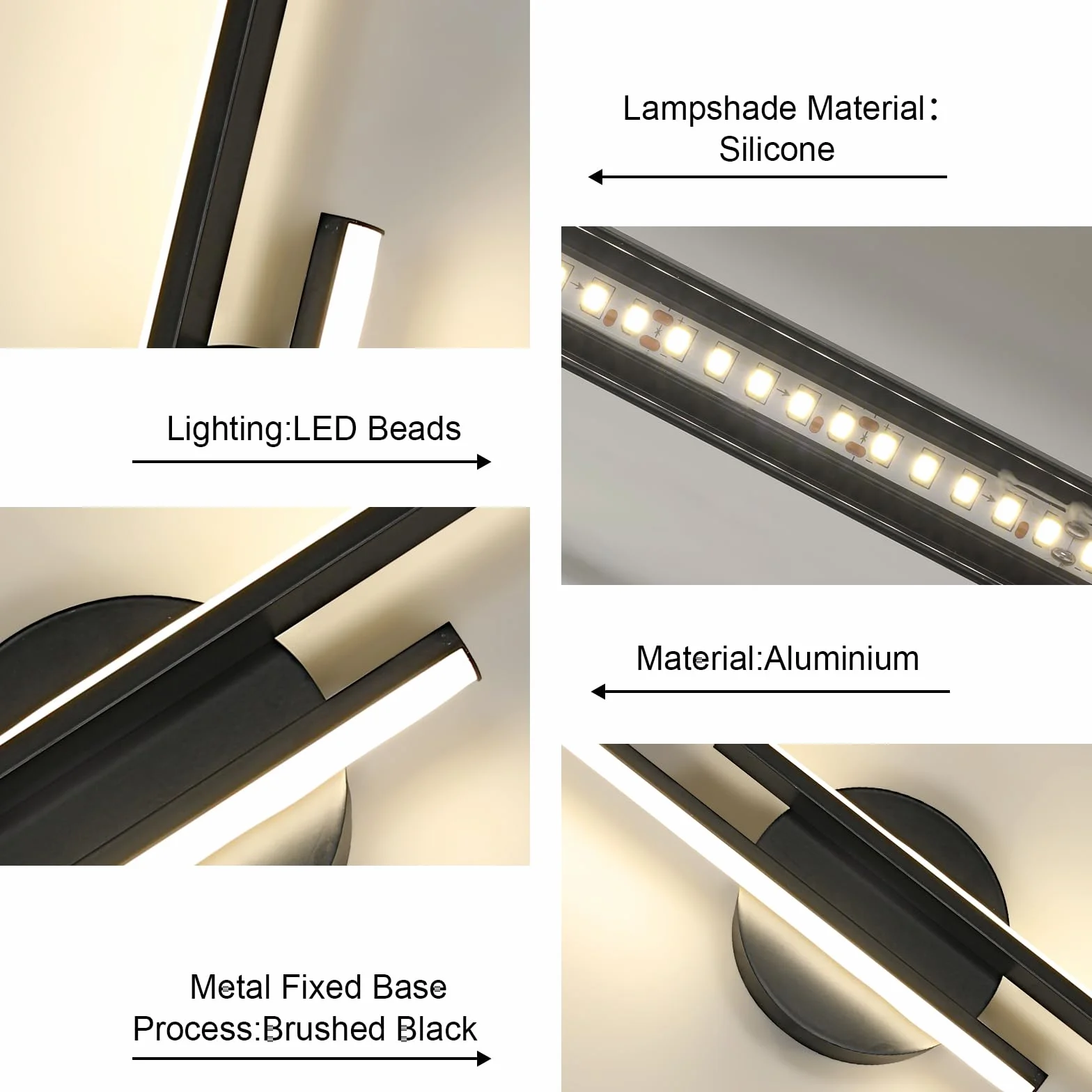 Lampa ścienna do wnętrz, LED, czarna, 4500 K