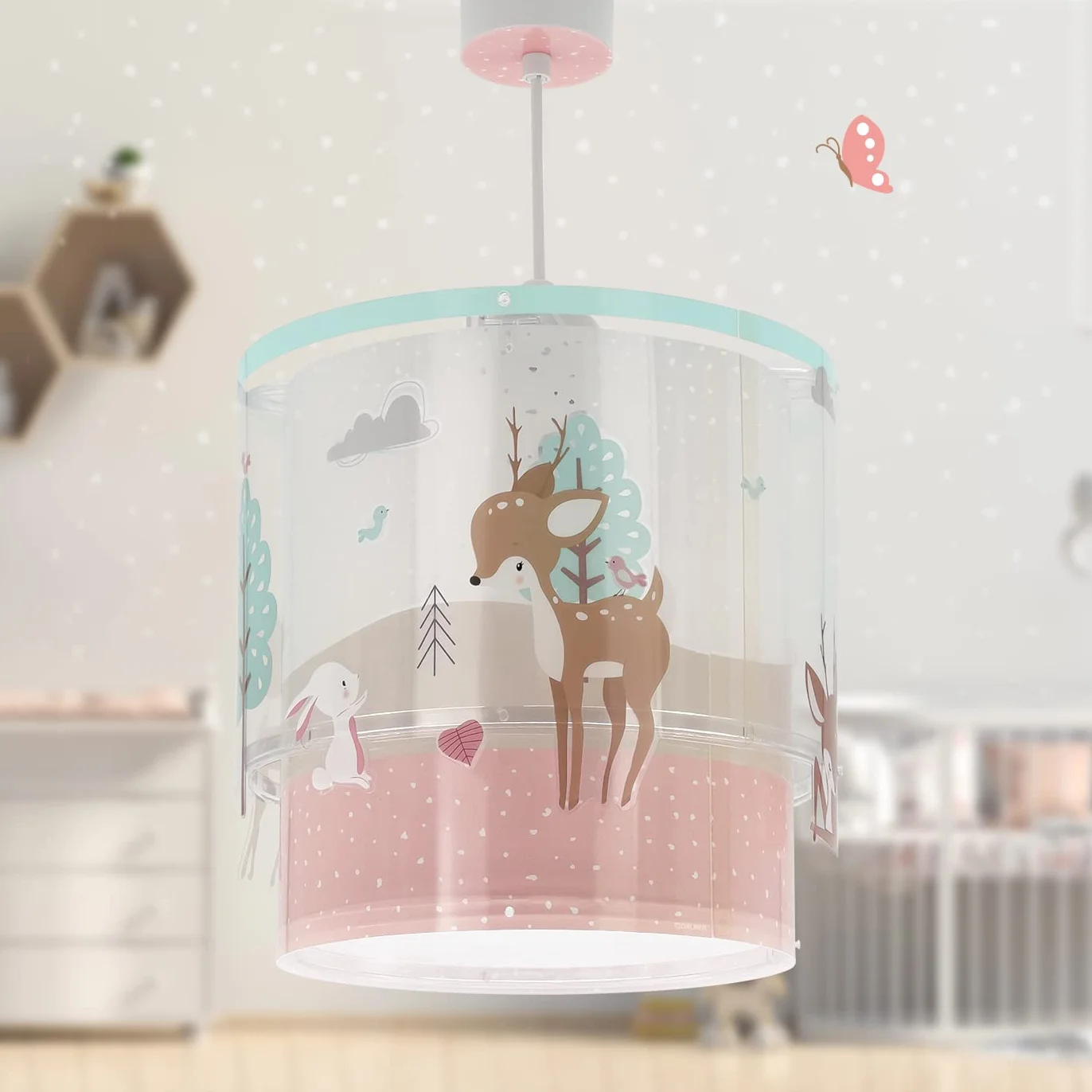 Dziecięca lampa sufitowa Dalber Loving Deer Deer Animals Różowa (61272)