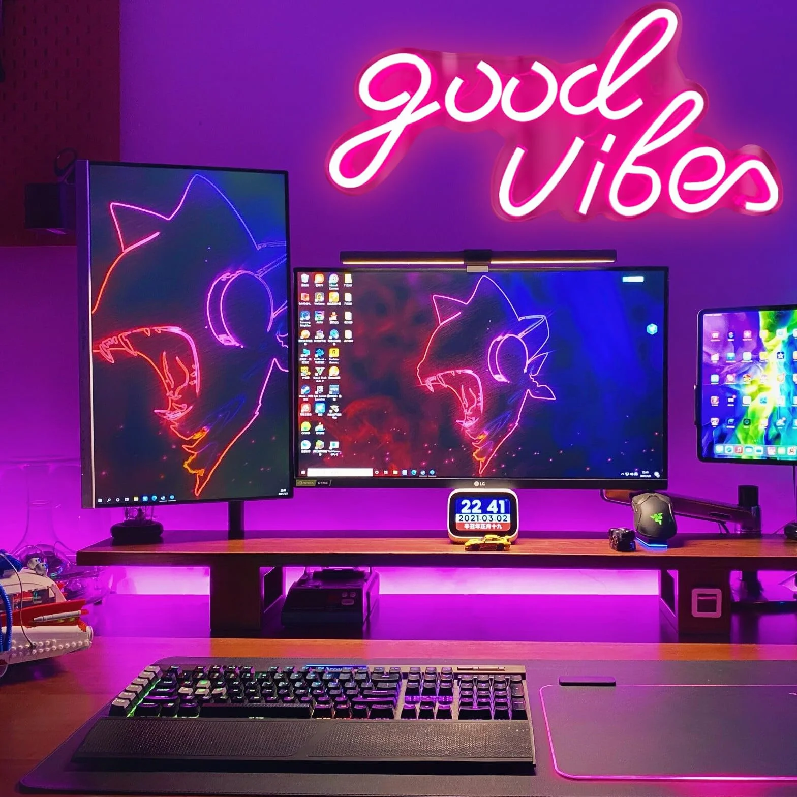 Good Vibes neonowy szyld LED, różowy Good Vibes neonowy szyld, prawdziwe akrylowe neonowe światło