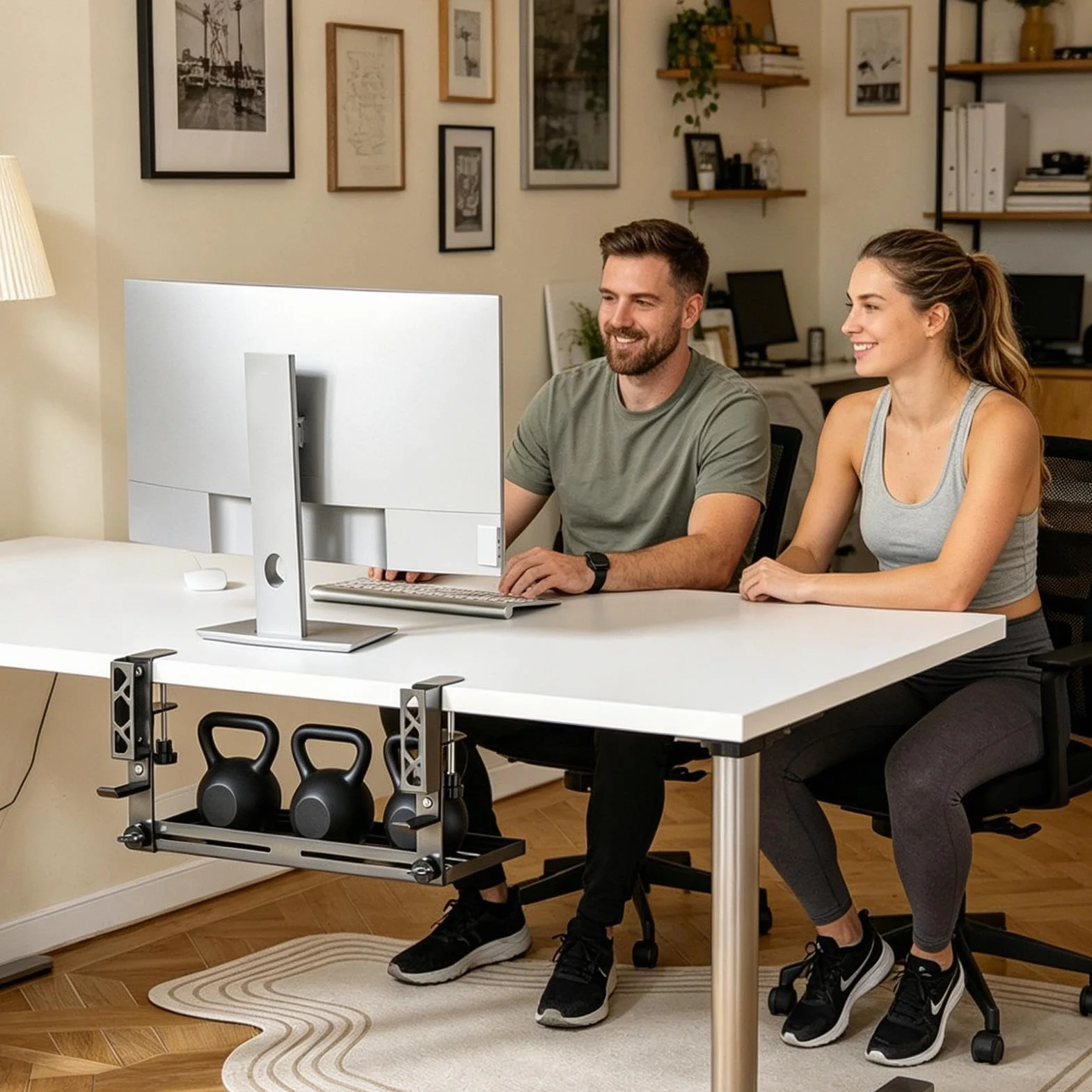 Tacka Do Zarządzania Kablami Pod Biurkiem Metalowy Uchwyt Zaciskowy 39,7 cm | Organizer Na Przewody Pod Biurkiem do sypialni salonu jadalni przedpokoju domu mieszkania akademika biur