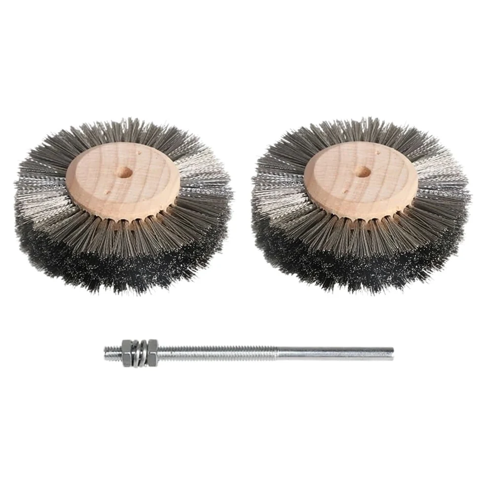 2 szt. Szczotki tarczowe ze stali nierdzewnej i mosiądzu 1/4 cala Trzpień wiertarski Polerowanie metalu 80 mm, 75 mm(75*6mm)