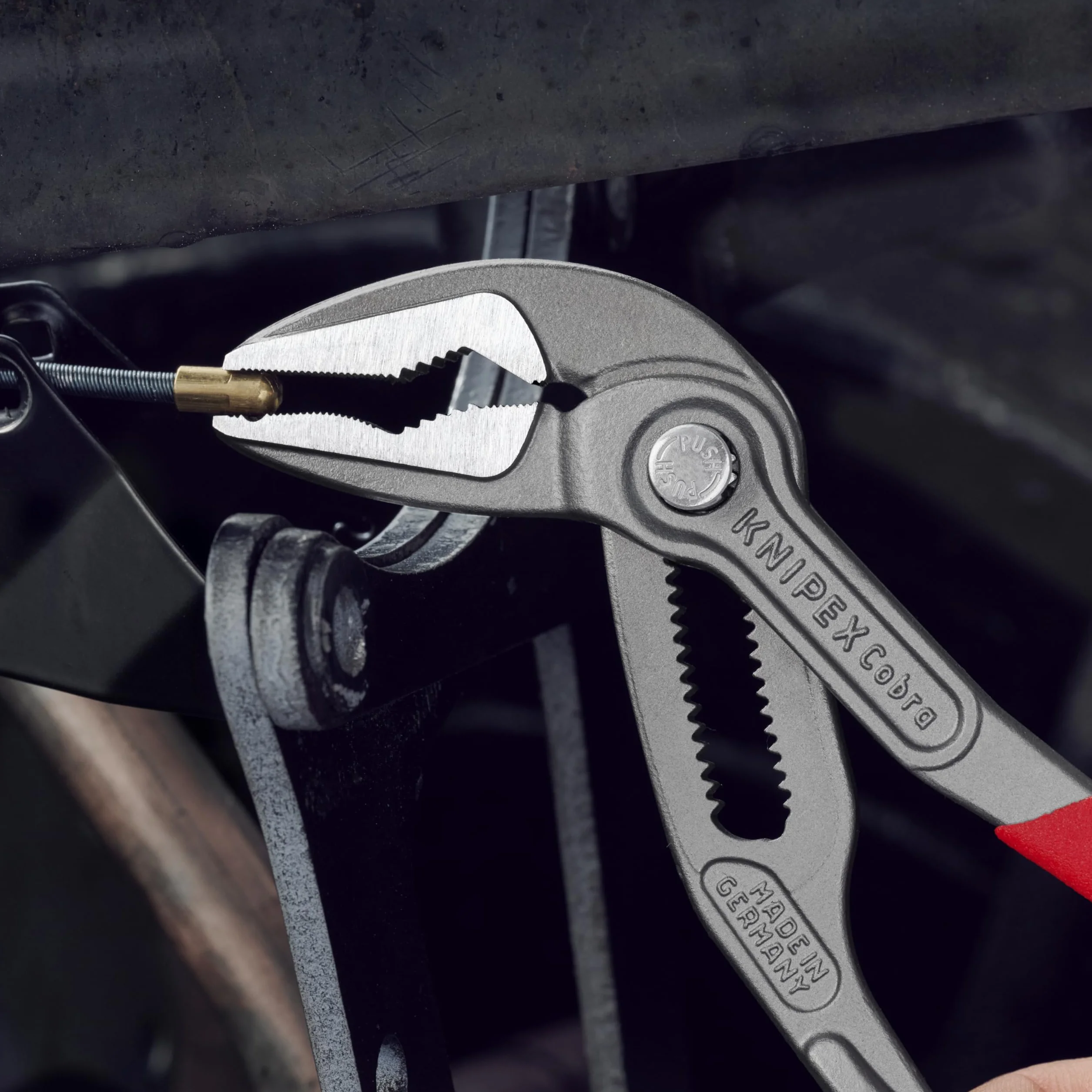 KNIPEX Cobra ES Szczypce nastawne do rur z wydłużoną szczęką w opakowaniu z zawieszką fosforanowana, szara pokryte antypoślizgowym, 87 51 180 SB