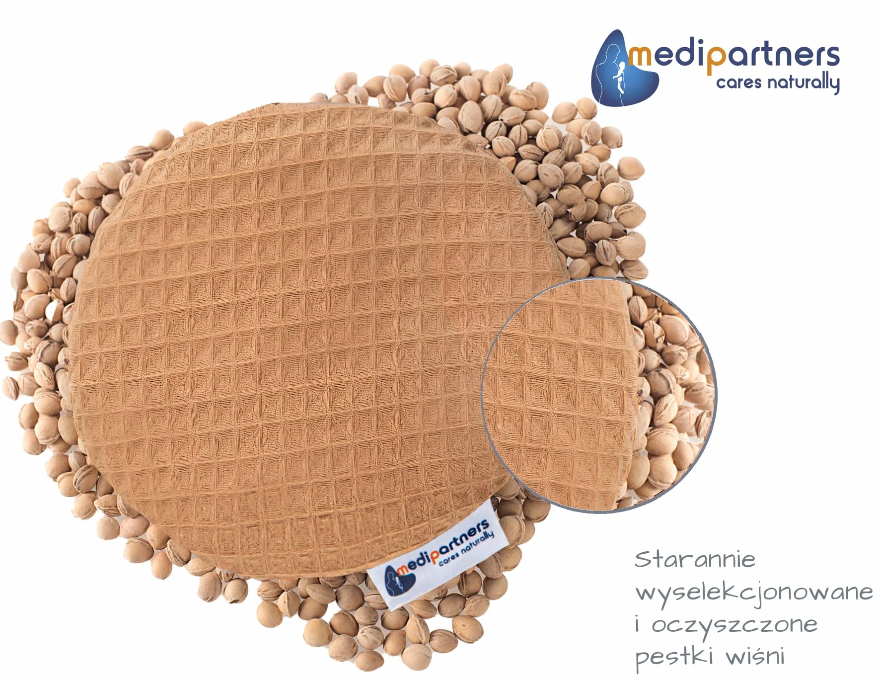 Medi Partners Termofor Pestki wiśni Poduszka rozgrzewająca dla dzieci 180g 15cm Naturalny 100% Bawełna (Brąz)
