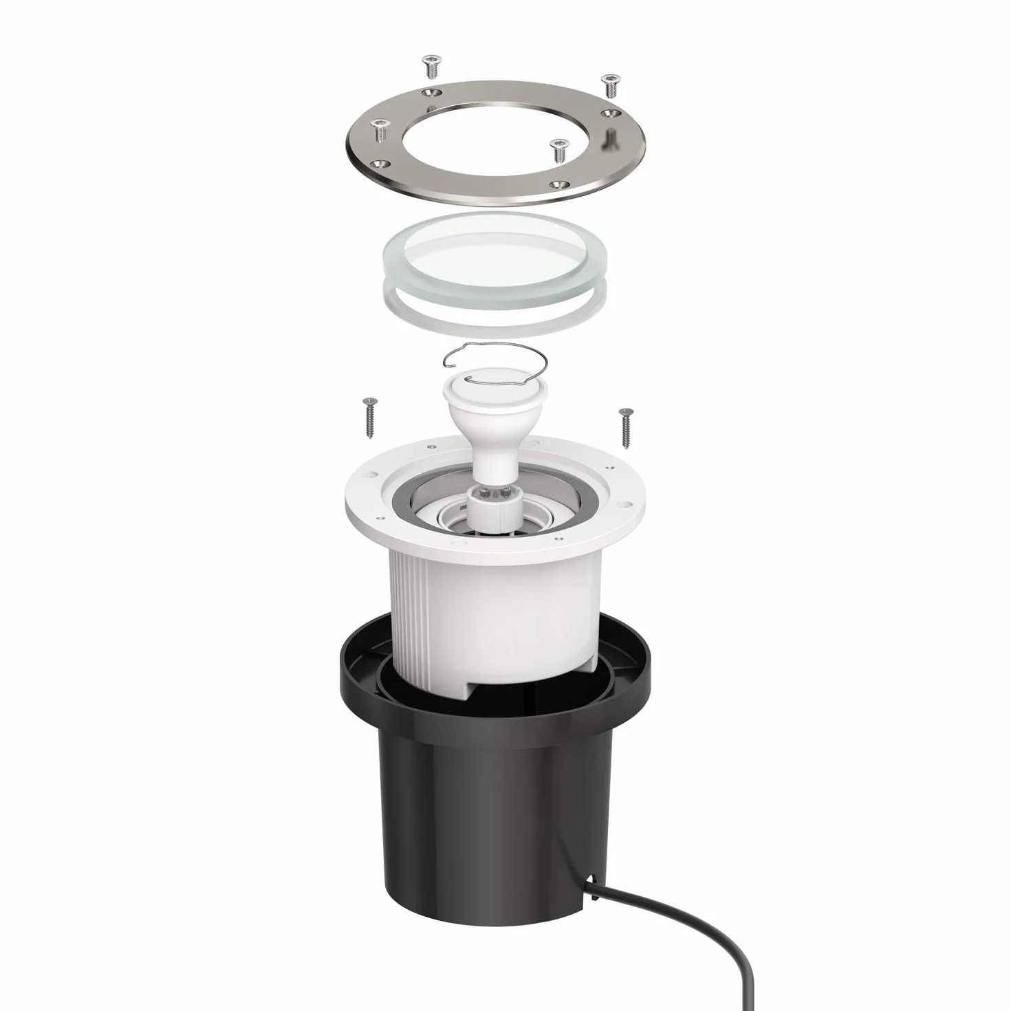 ledscom.de BOFU Oprawa wpuszczana w ziemię stal nierdzewna okrągła IP67 150mm Ø lampa LED 5,473W 468lm 30° ciepła biel