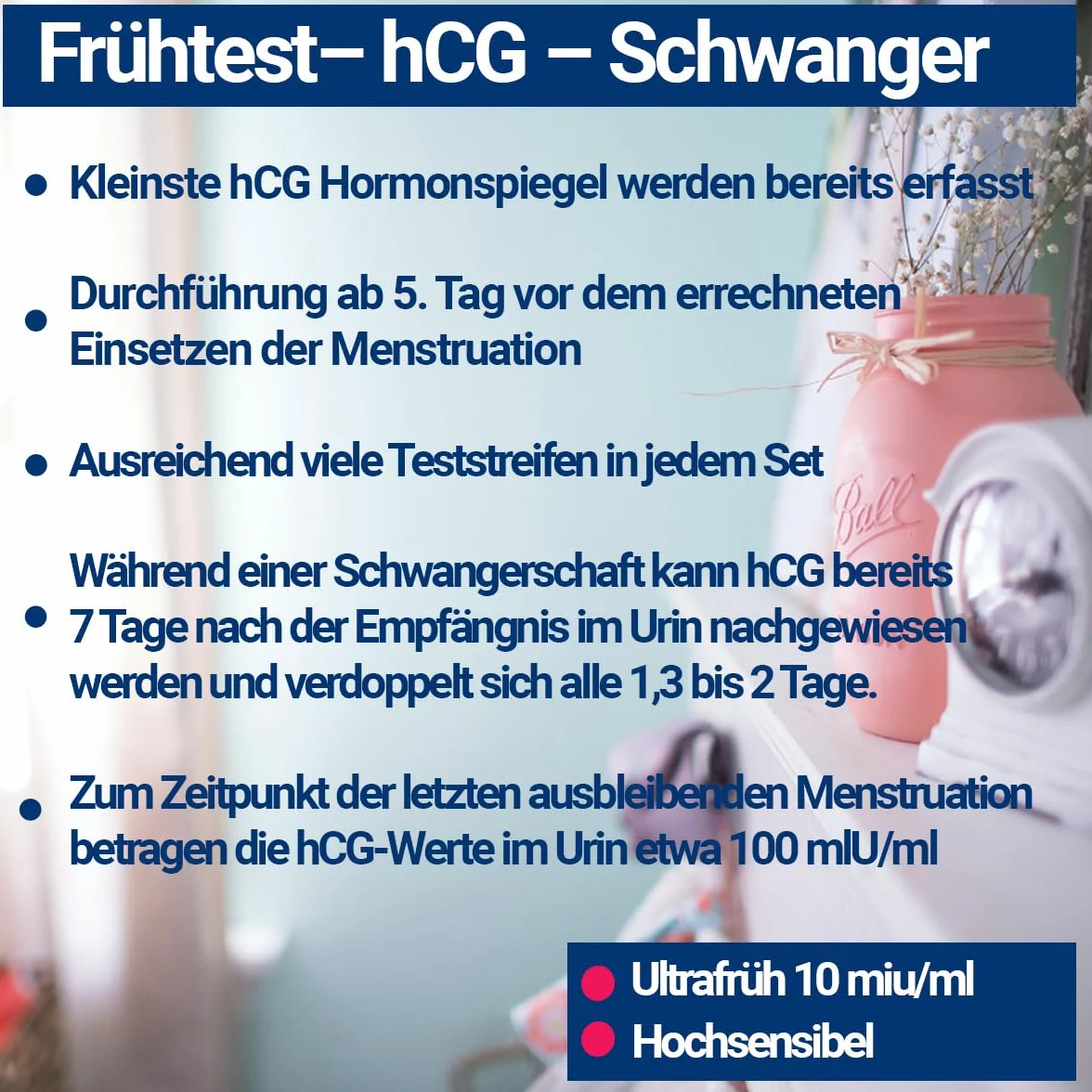 Paski testowe ciążowe 10 mIU/ml czuły test hCG wczesne wykrywanie (50 szt.)