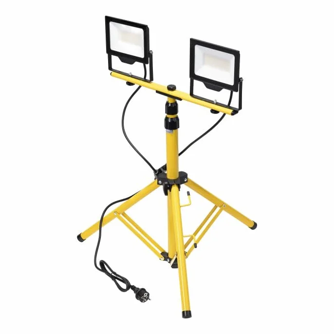 Latrans Reflektor budowlany LED ze statywem, 100 W, podwójny, 2 x 50 W, reflektor 4000 K, lampa robocza, reflektor roboczy, 5 m, reflektor budowlany, lampa na plac budowy, wewnętrzna i zewnętrzna, z