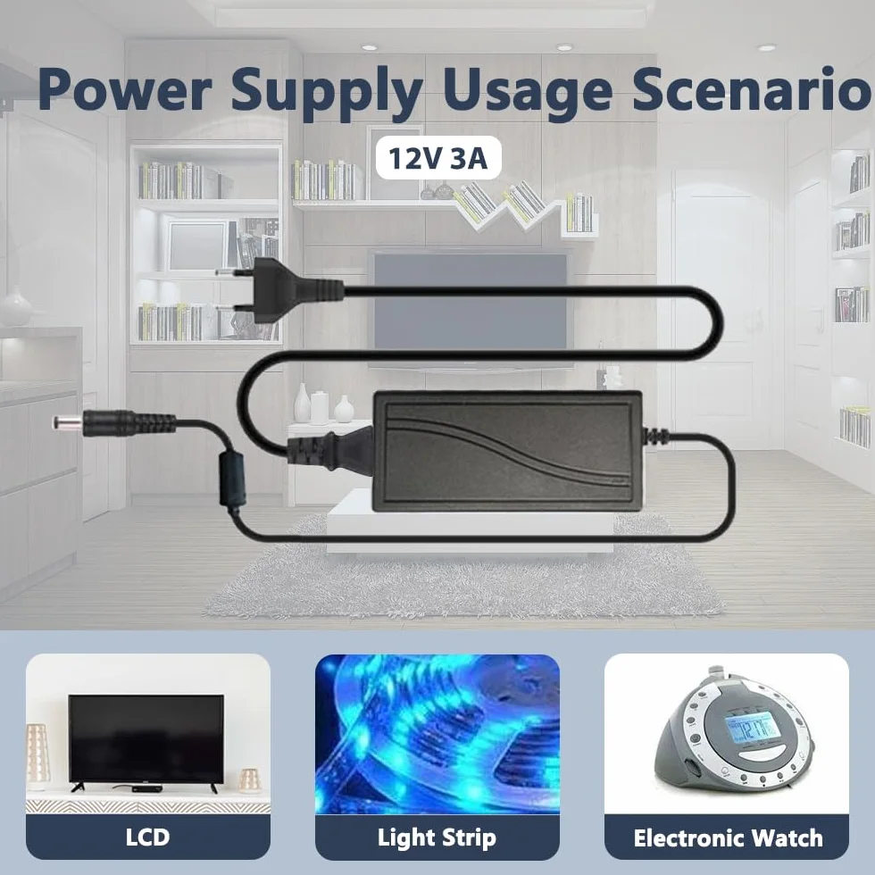 Arotelicht Zasilacz LED 12 V DC 3 A LED transformator adapter sieciowy zasilacz sieciowy zasilacz sieciowy transformator prąd do SMD 3528/5050 taśma LED