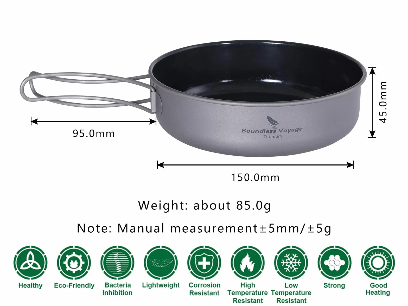 iBasingo 700 ml tytanowa nieprzywierająca patelnia 15 cm patelnia kempingowa lekka patelnia grillowa turystyka mały talerz miska do naczyń na zewnątrz naczynia kuchenne do steków z jajkiem sadzonym ze