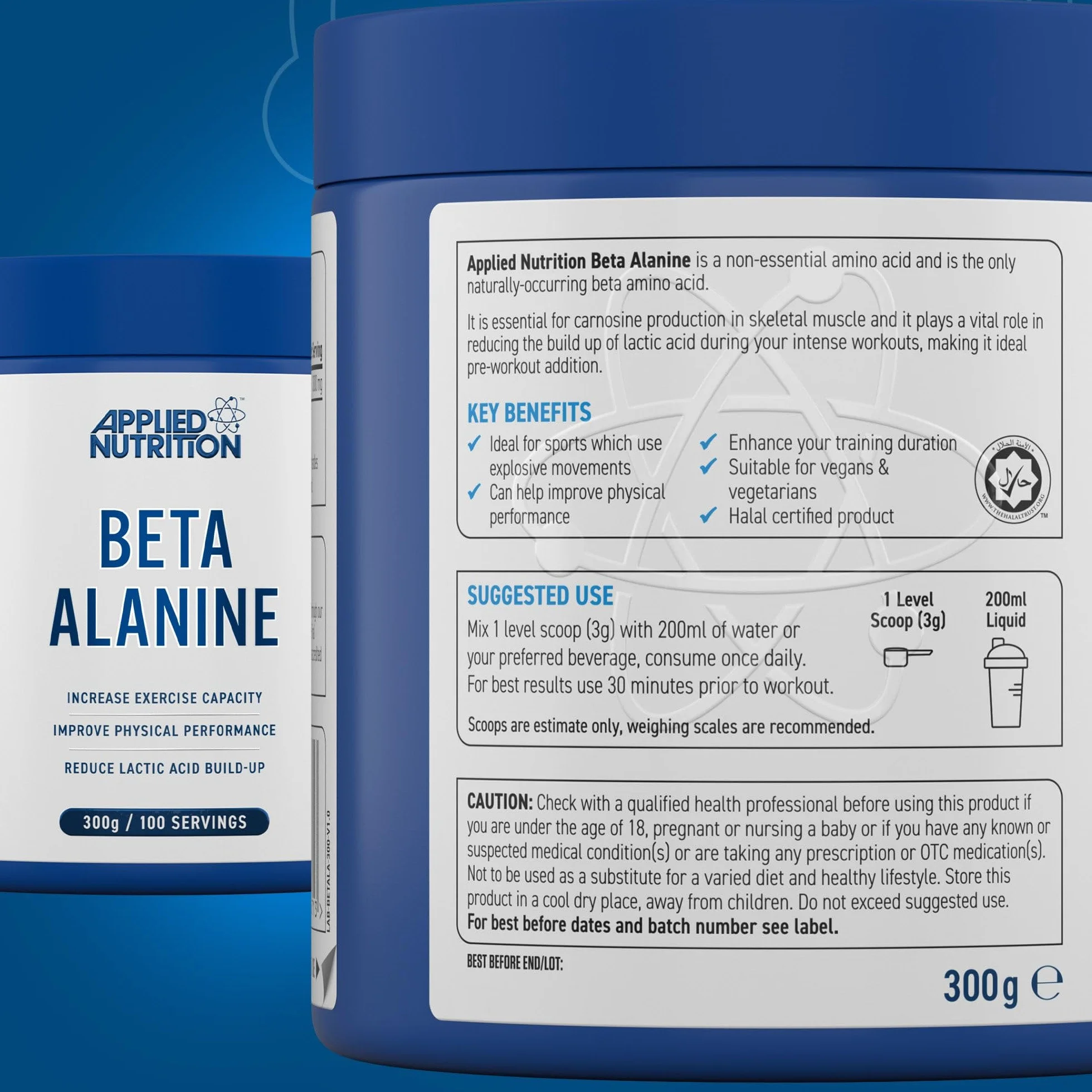 Applied Nutrition Beta-Alanine, 3000mg - 300g