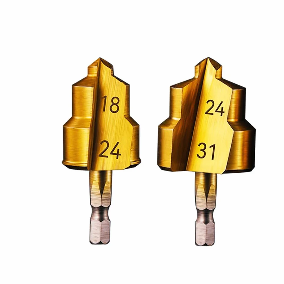 Wiertło stopniowe PPR z chwytem sześciokątnym 20/25/32 mm do rur z tworzywa sztucznego, węży wodnych PVC, 2 szt. 20 mm 25 mm, jak pokazano na zdjęciu
