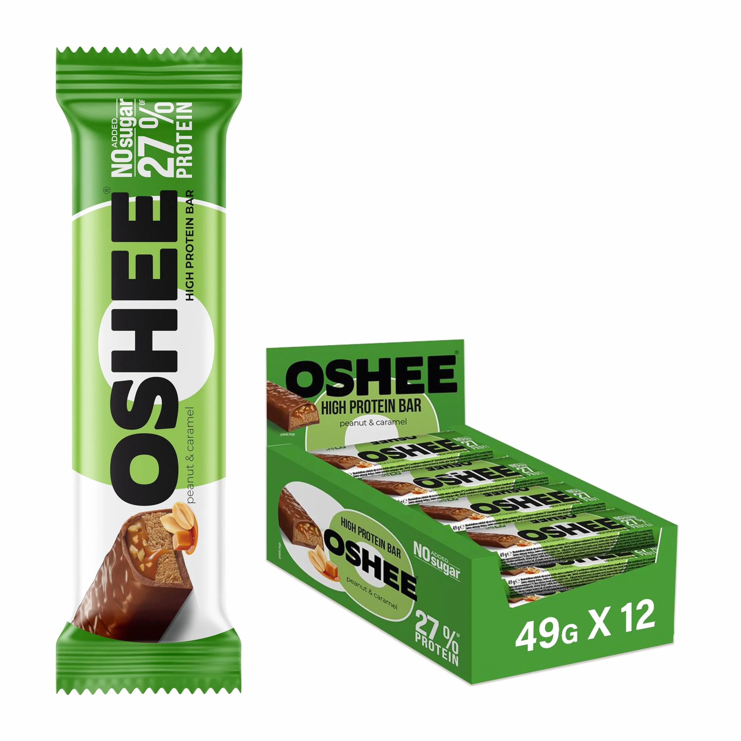 Baton proteinowy Oshee orzechy i karmel 49g 12 sztuk