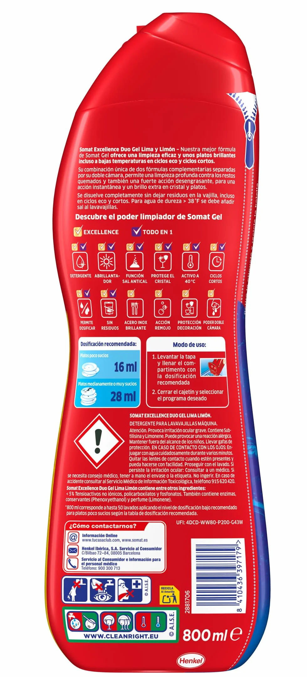 Somat Excellence Żel do Zmywarek, 4 x 900 ml