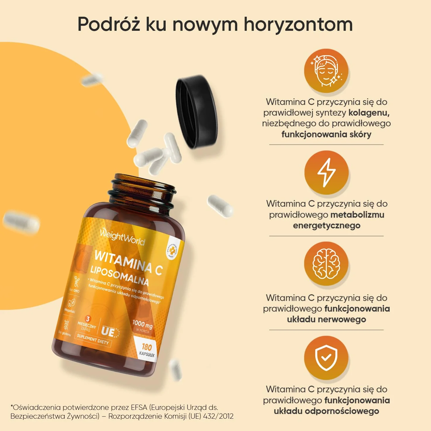 Witamina C liposomalna 1000 mg – 180 kapsułek z dziką różą – Witamina C przyczynia się do prawidłowego funkcjonowania układu odpornościowego (EFSA) – Zapas na 3 miesiące, wegański i bez GMO